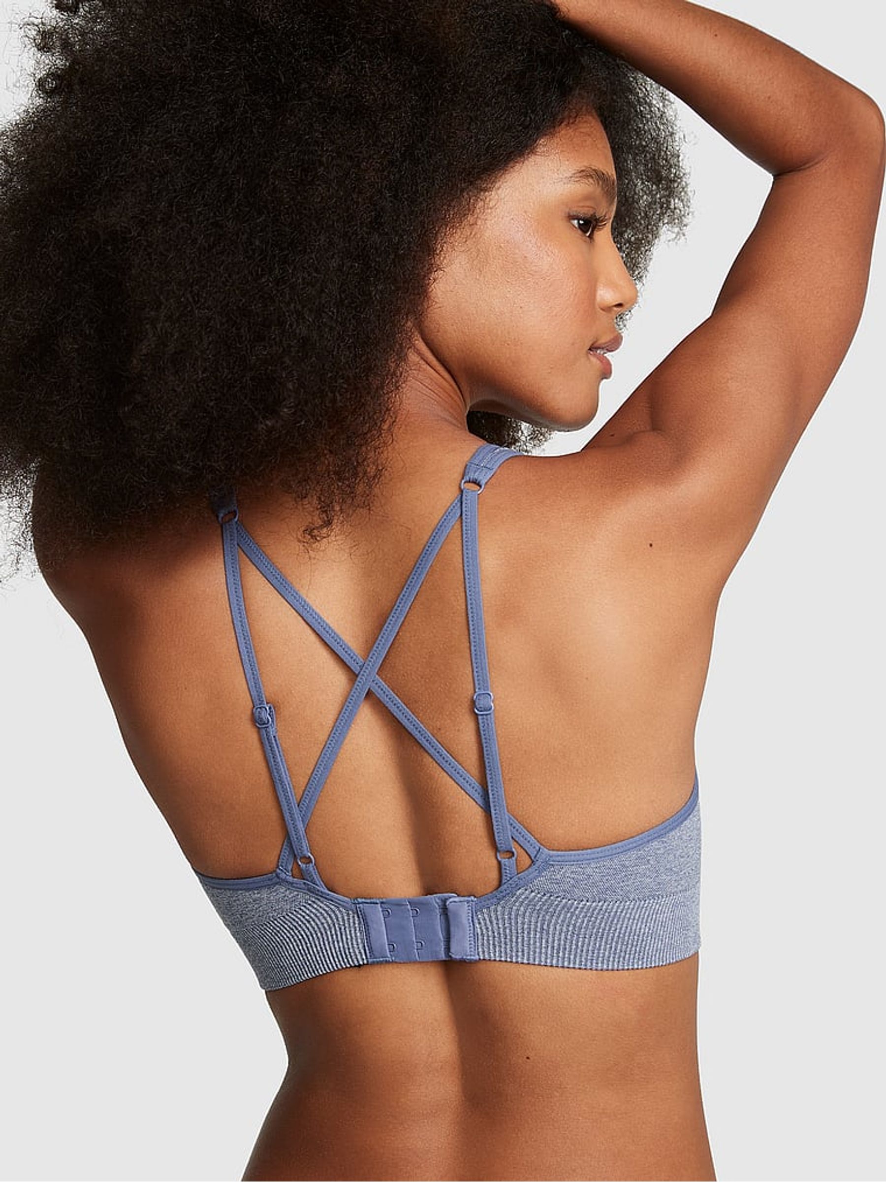Dusty Iris Marl Blue Non Wired Lightly Lined Seamless Air Sports Bra - Image 2 of 3