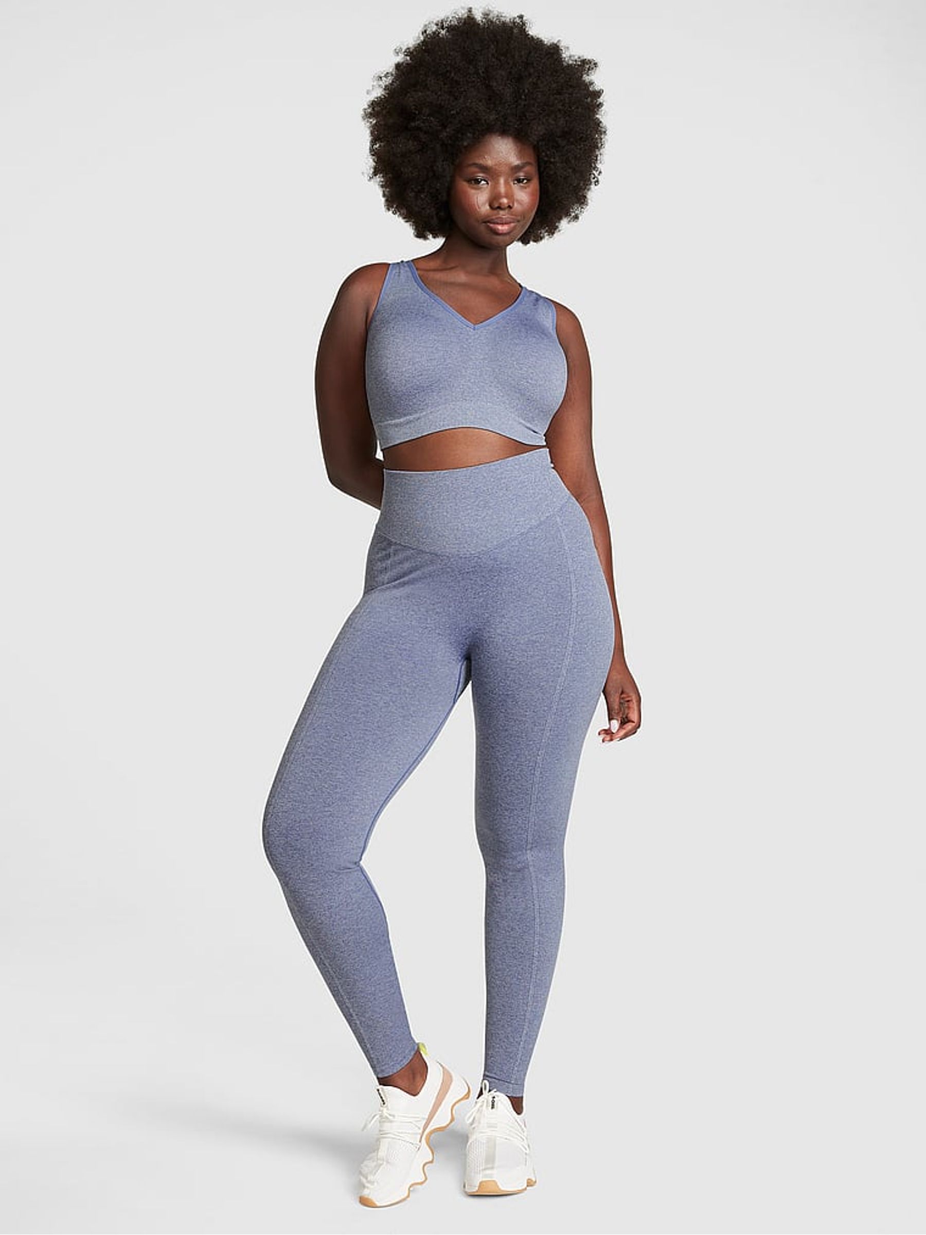 Dusty Iris Marl Blue Non Wired Lightly Lined Seamless Air Sports Bra - Image 3 of 3