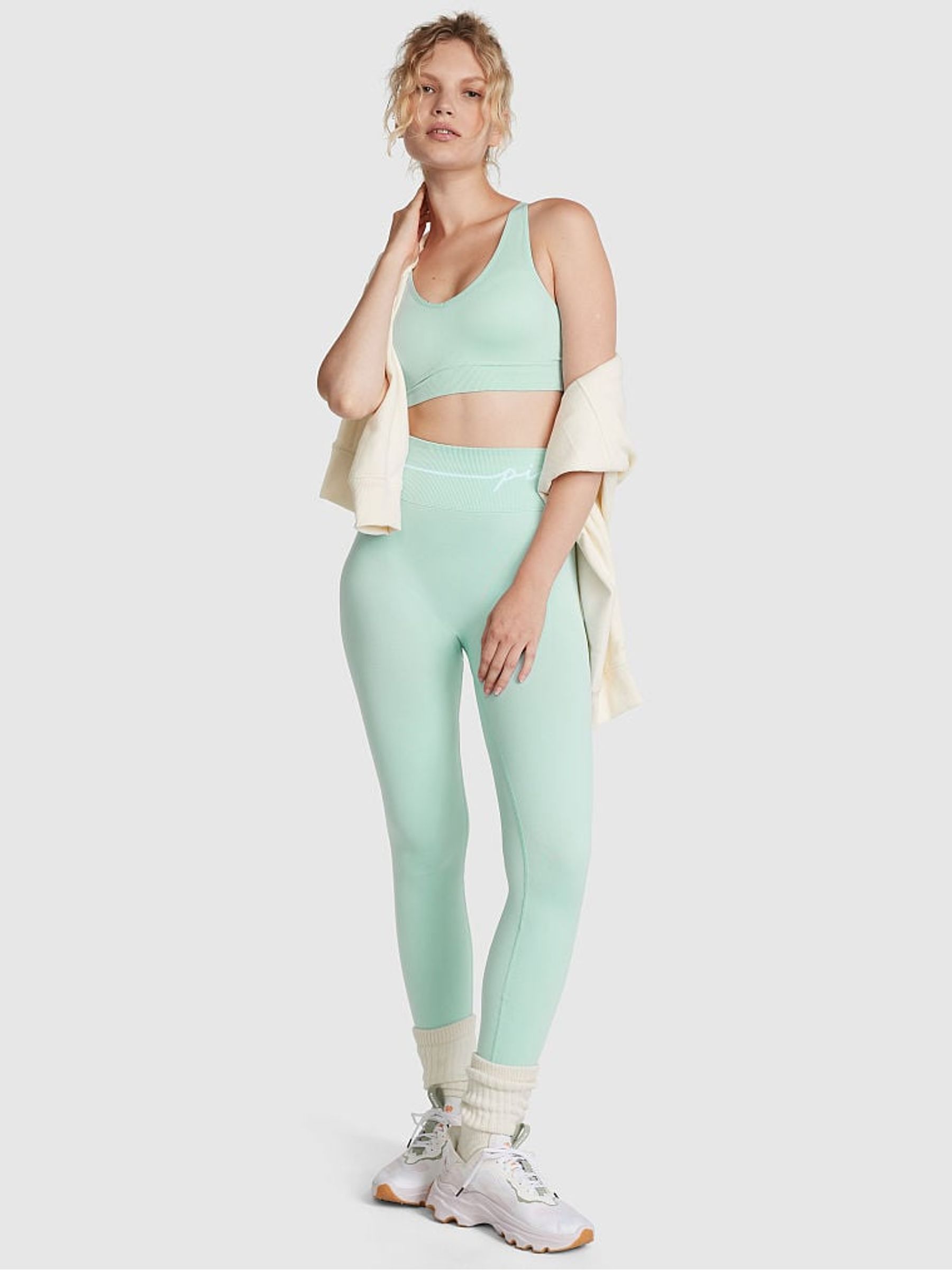 Opal Blue Non Wired Lightly Lined Seamless Air Sports Bra - Image 3 of 4