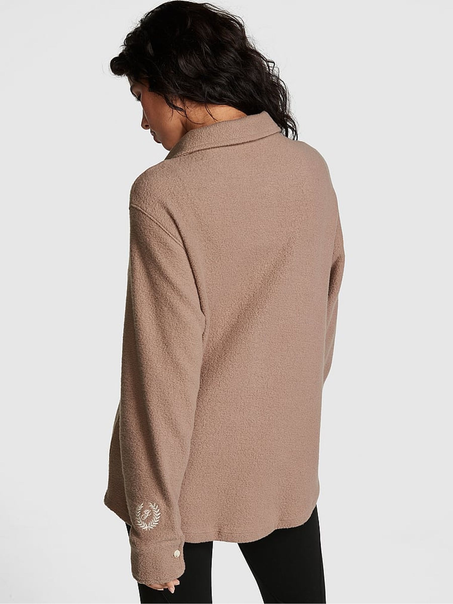Iced Coffee Brown Reverse Fleece Shacket - Image 2 of 4