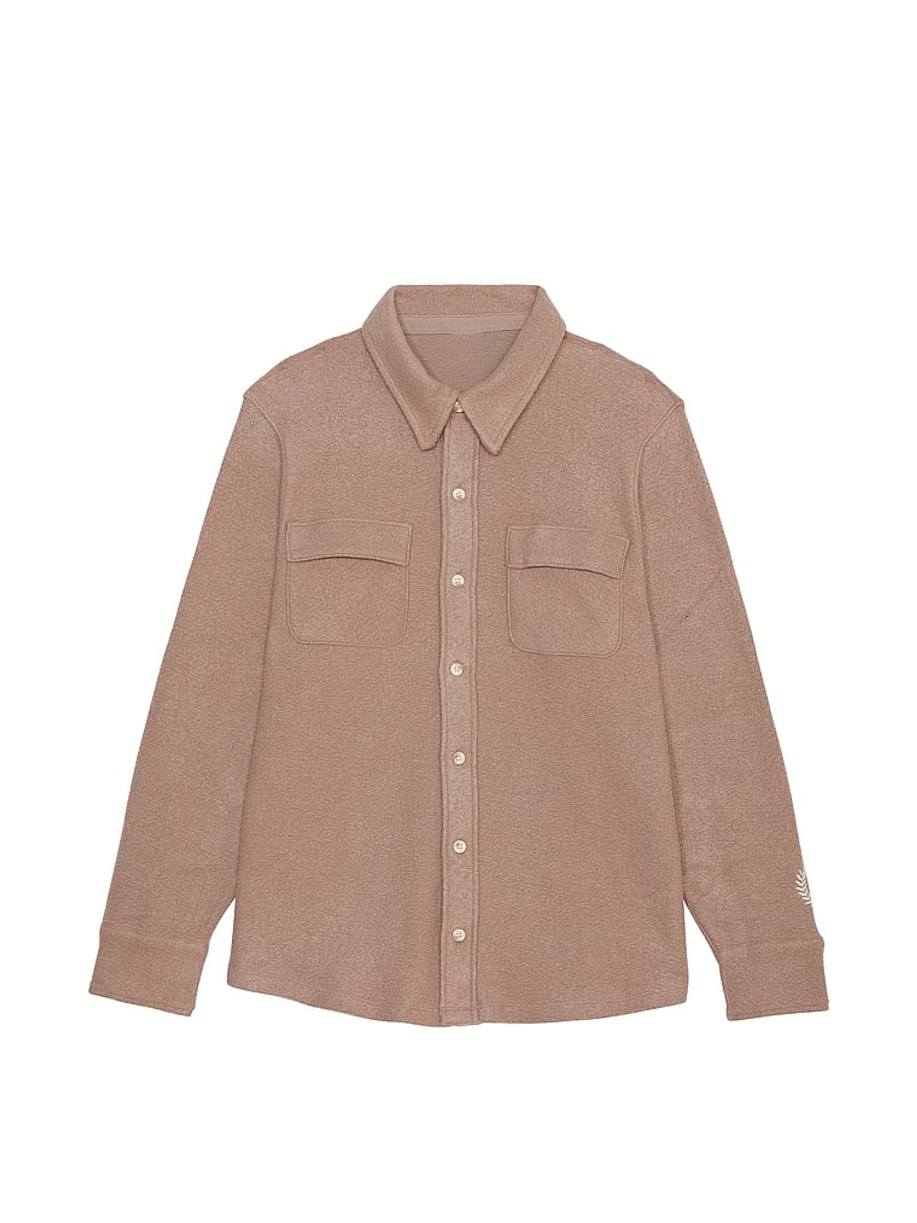 Iced Coffee Brown Reverse Fleece Shacket - Image 3 of 4