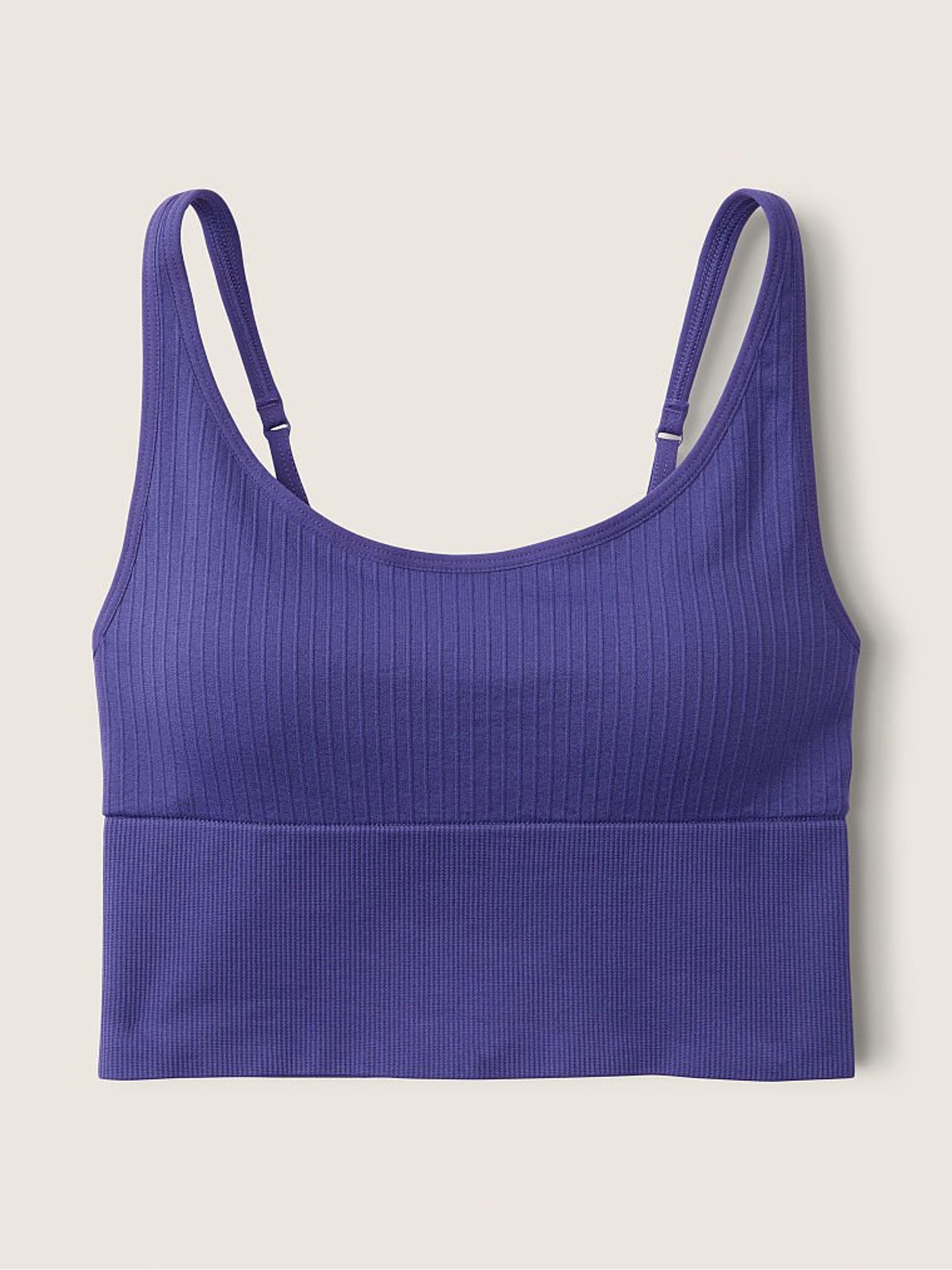 Indigo Blue Seamless Lightly Lined Low Impact Sport Crop Top - Image 1 of 3
