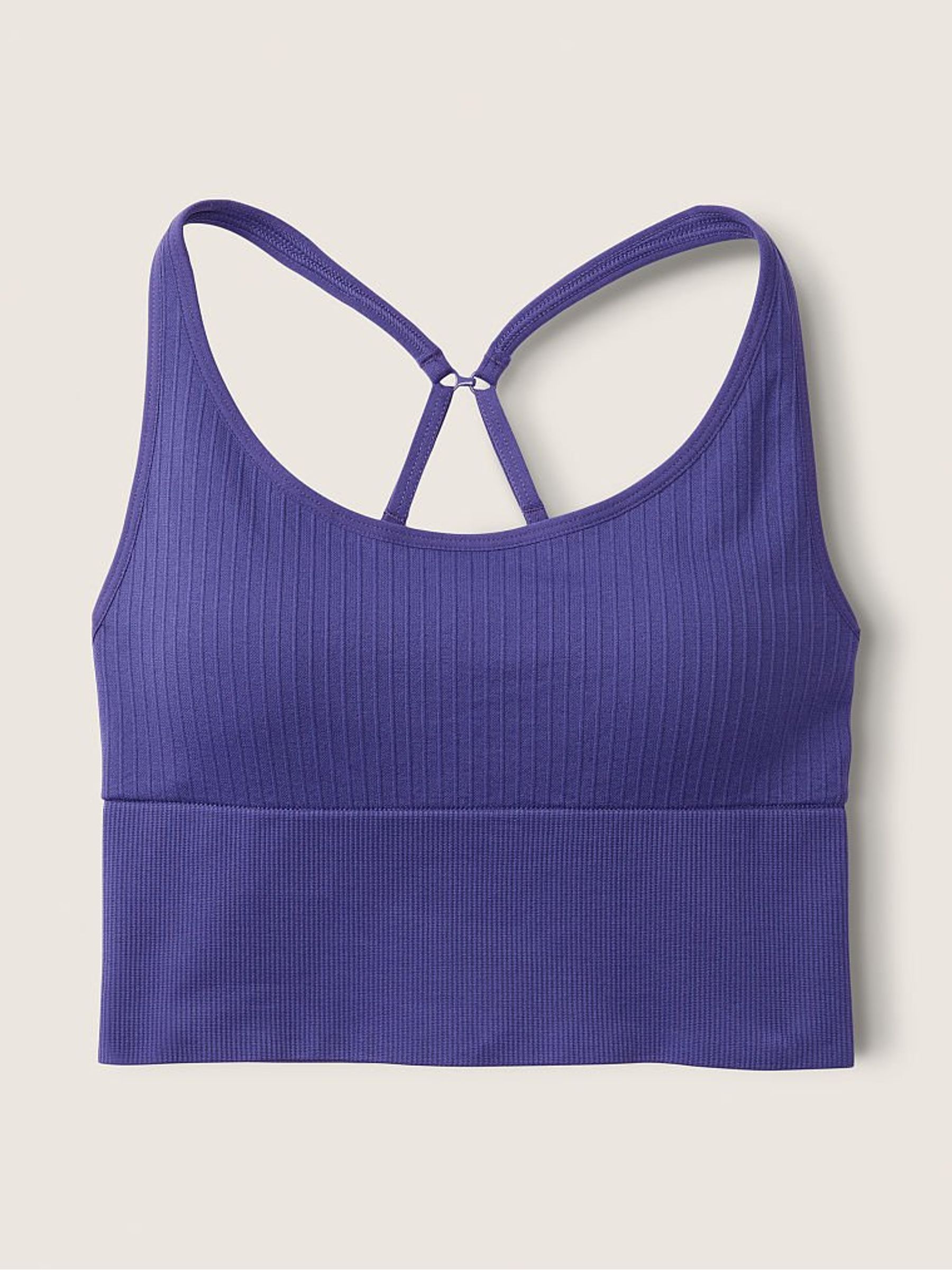 Indigo Blue Seamless Lightly Lined Low Impact Sport Crop Top - Image 2 of 3