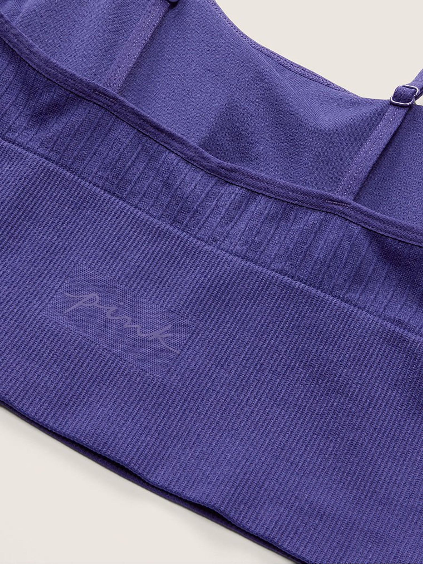 Indigo Blue Seamless Lightly Lined Low Impact Sport Crop Top - Image 3 of 3