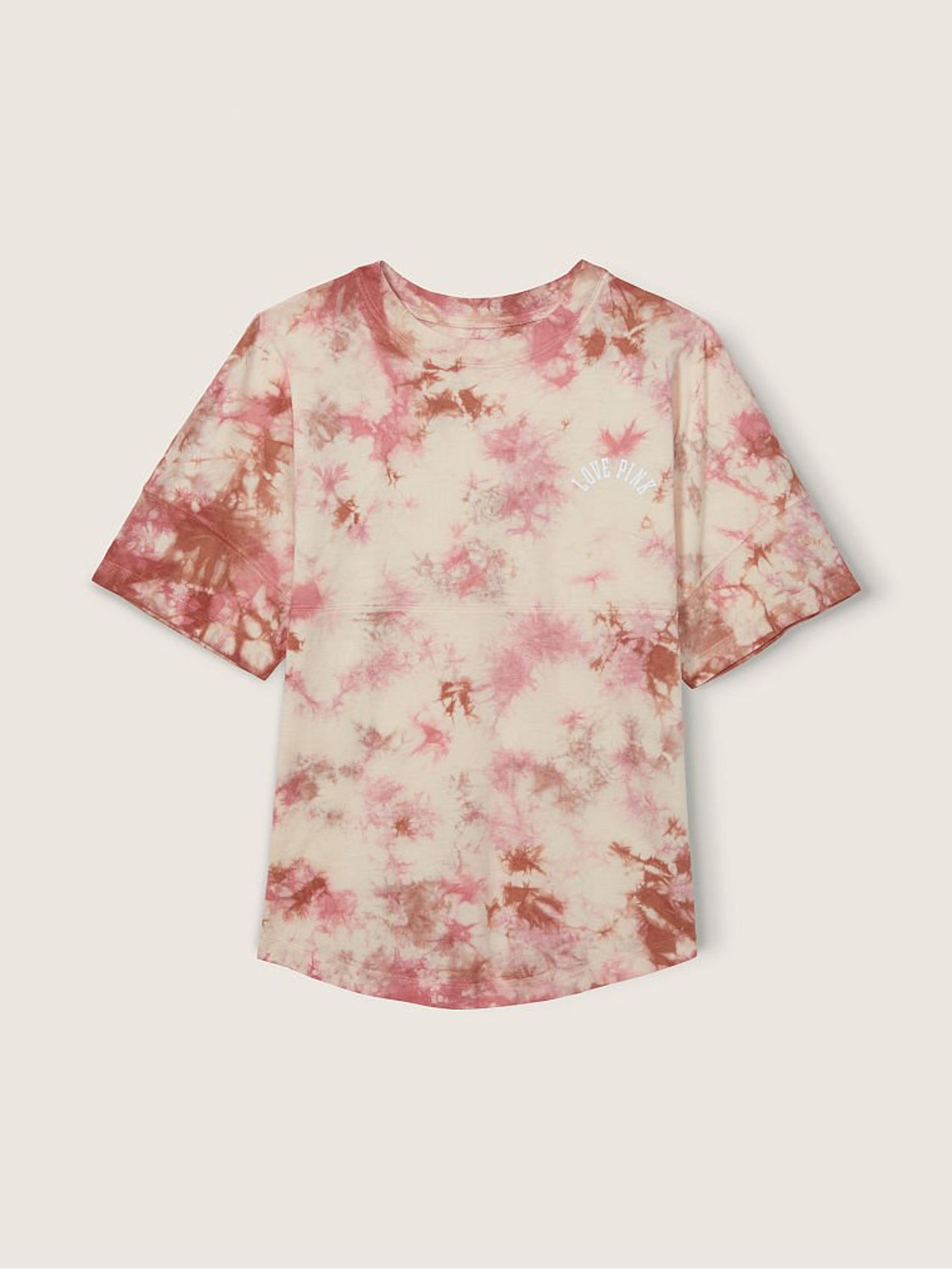 Light Ivory Pink Varsity Short Sleeve Crew T-Shirt - Image 1 of 3