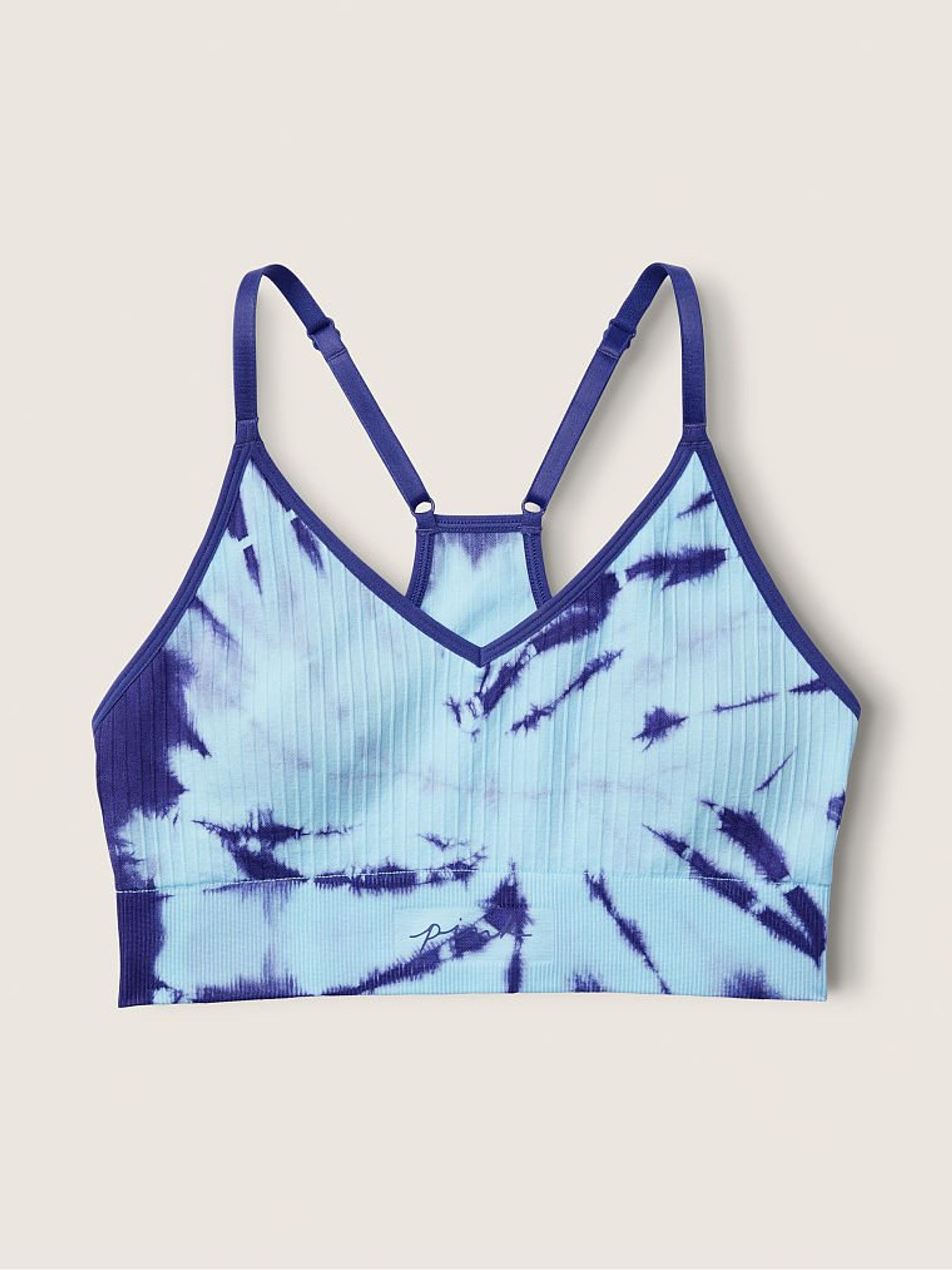 Tie Dye Blue Breeze Seamless Lightly Lined Low Impact Sports Bra - Image 3 of 4
