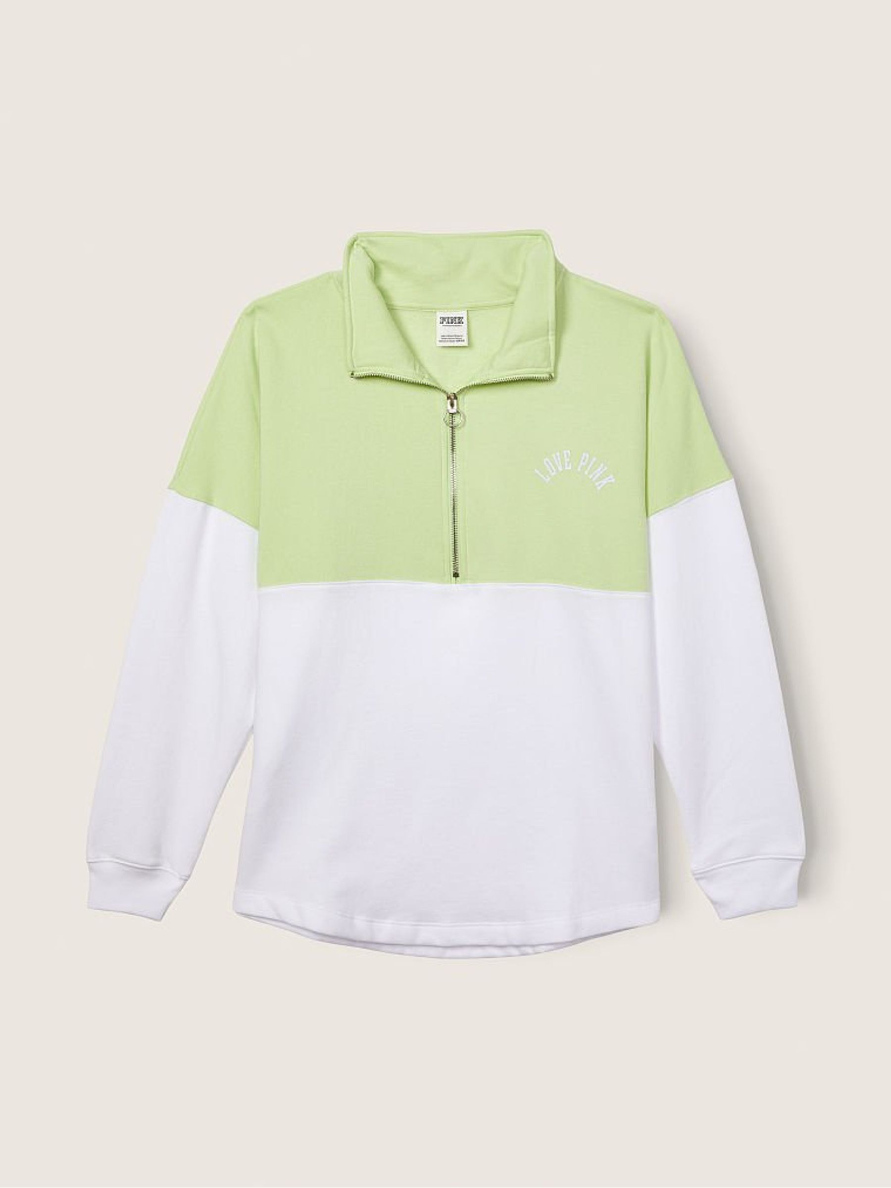 Ice Lime And Optic White Colorblock Varsity Half Zip - Image 3 of 5