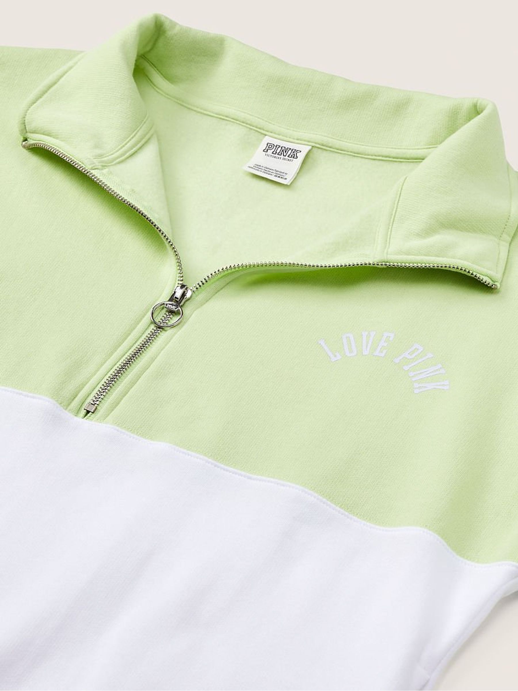 Ice Lime And Optic White Colorblock Varsity Half Zip - Image 5 of 5