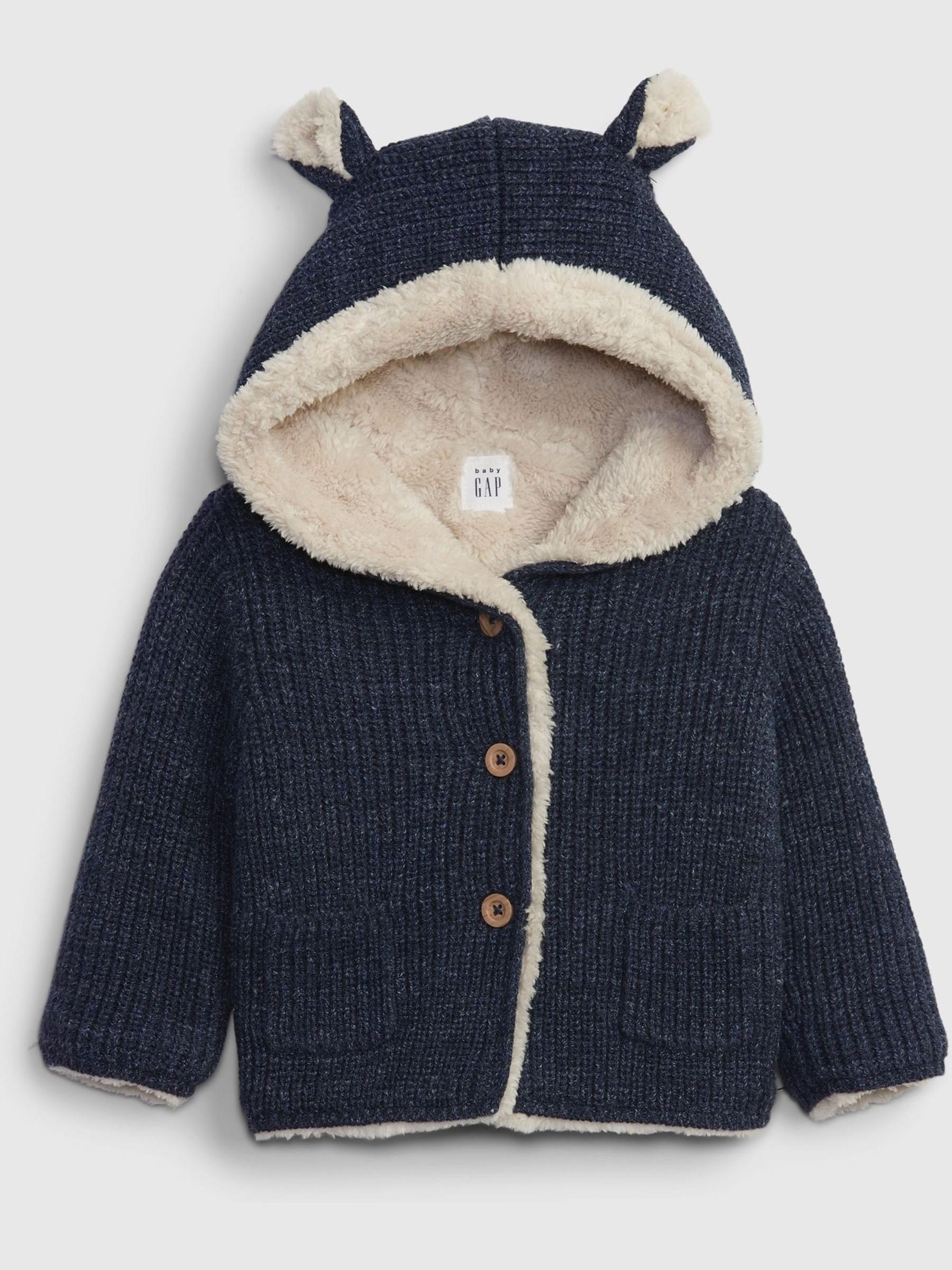 Sherpa Lined Button Up Bear Hoodie - Image 1 of 1