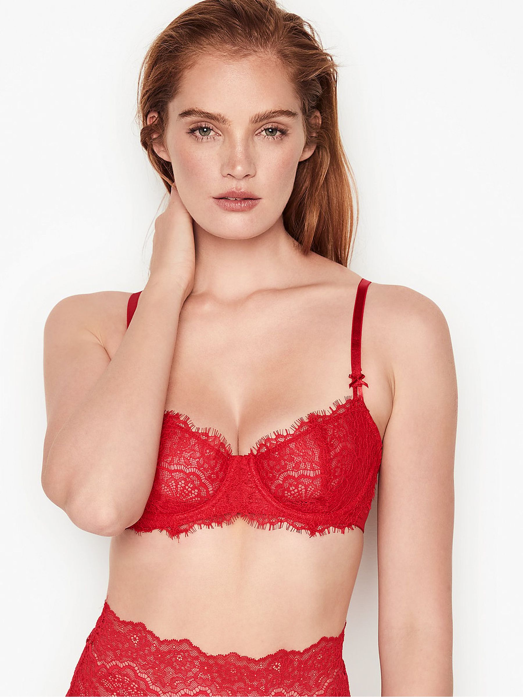 Lipstick Red Lace Unlined Balcony Bra - Image 4 of 6