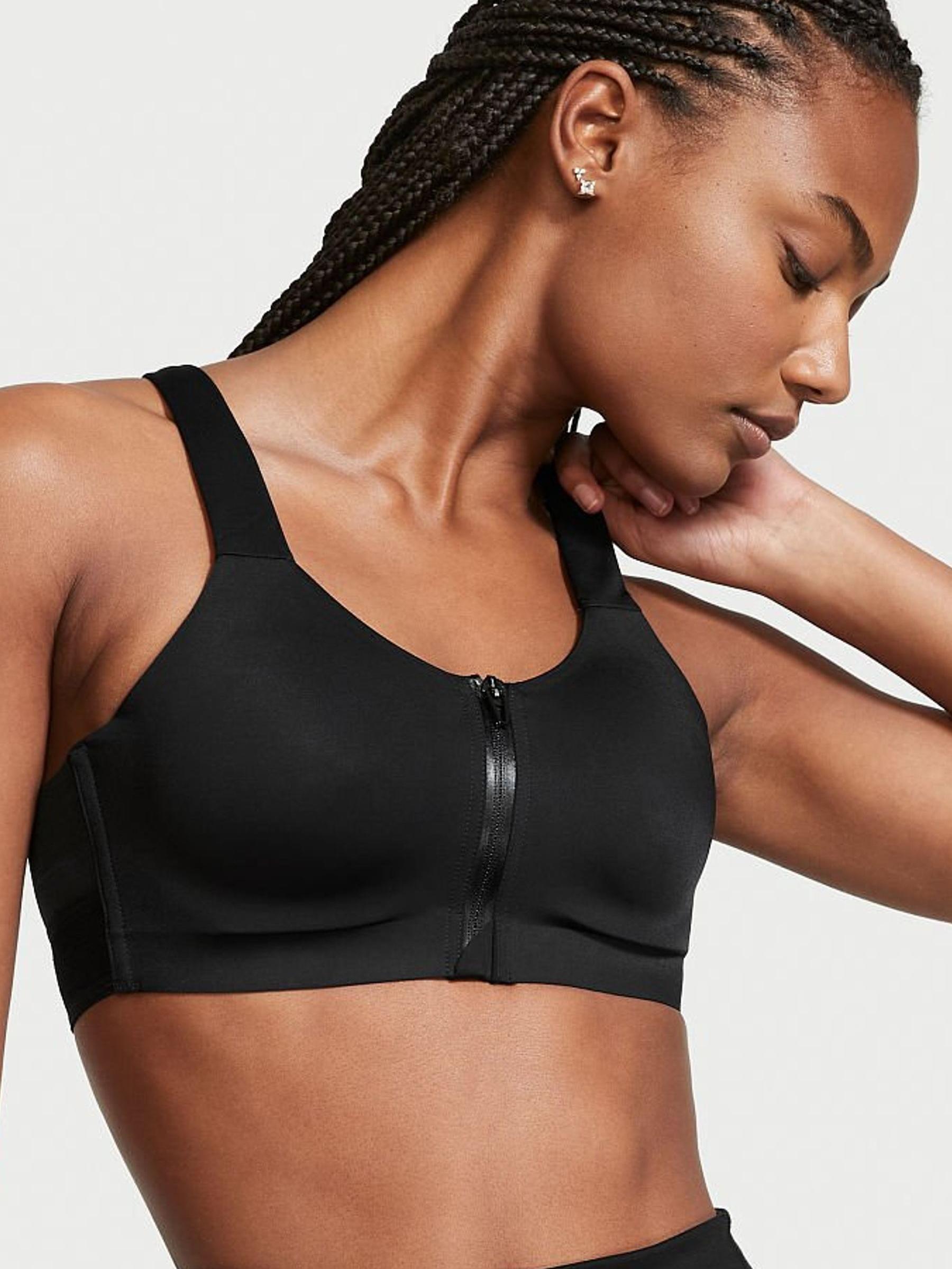 Black High Impact Racerback Zip Up Sports Bra - Image 1 of 3