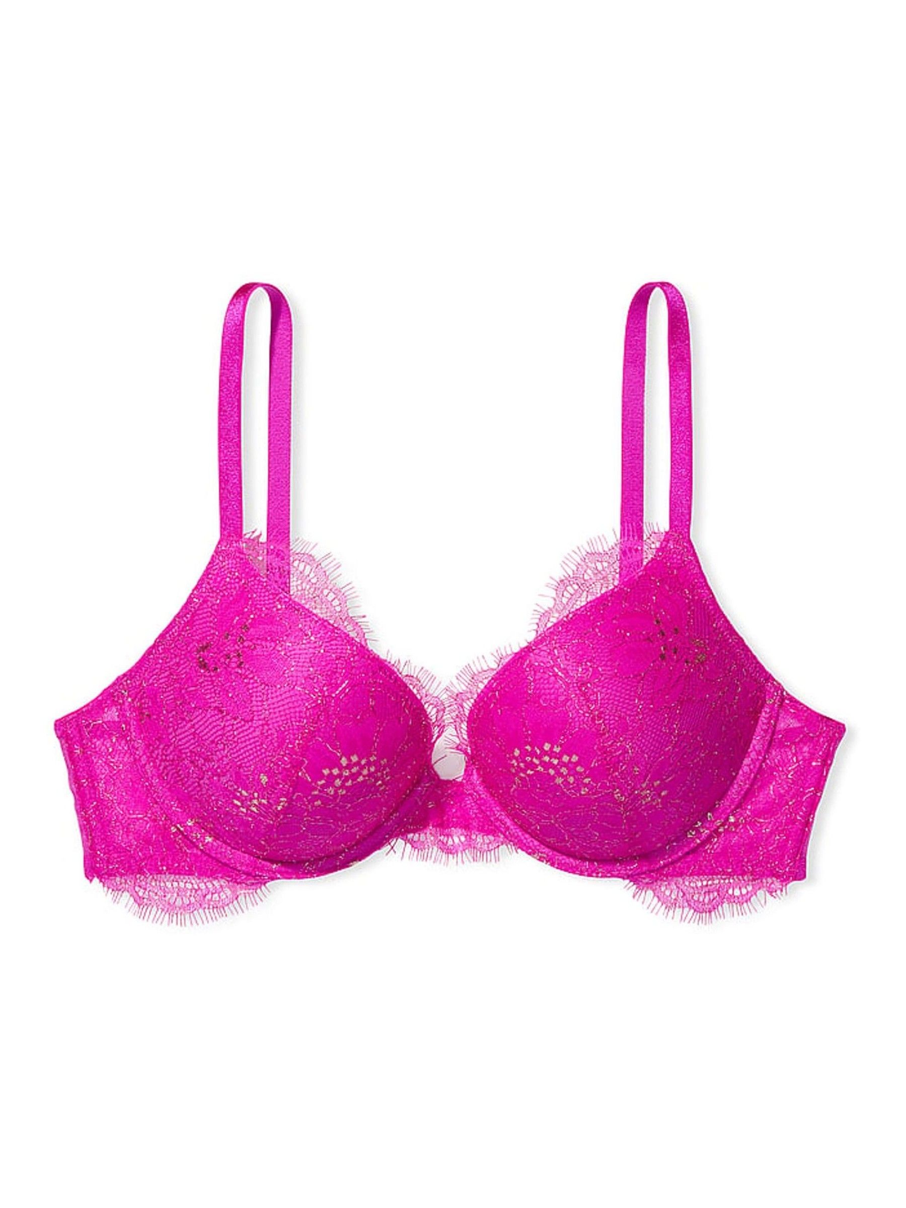 Very Fuschia Pink Lace Shimmer PushUp Bra - Image 3 of 4