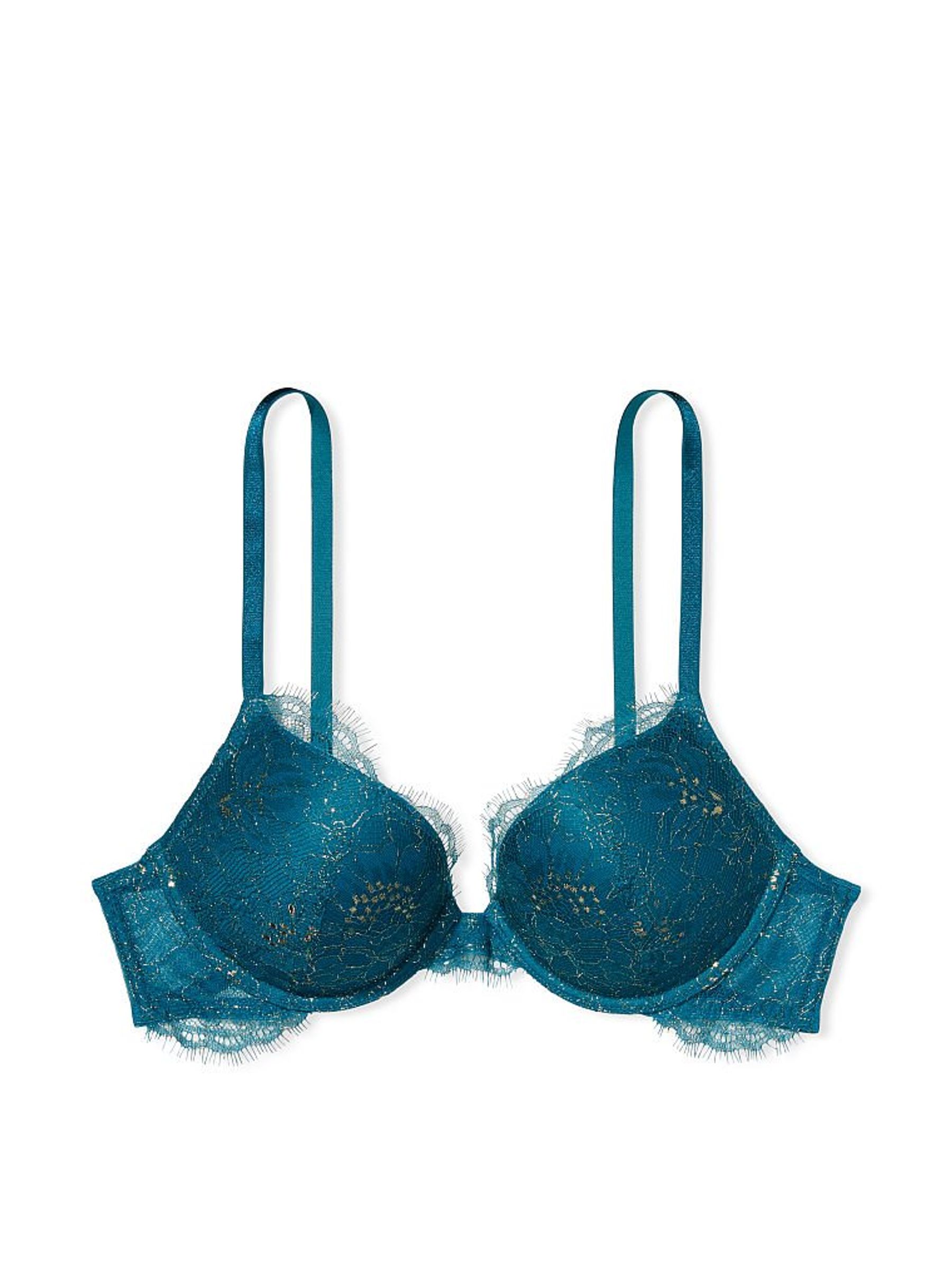 Sapphire Blue Lace Plunge Push Up Bra - Image 3 of 3