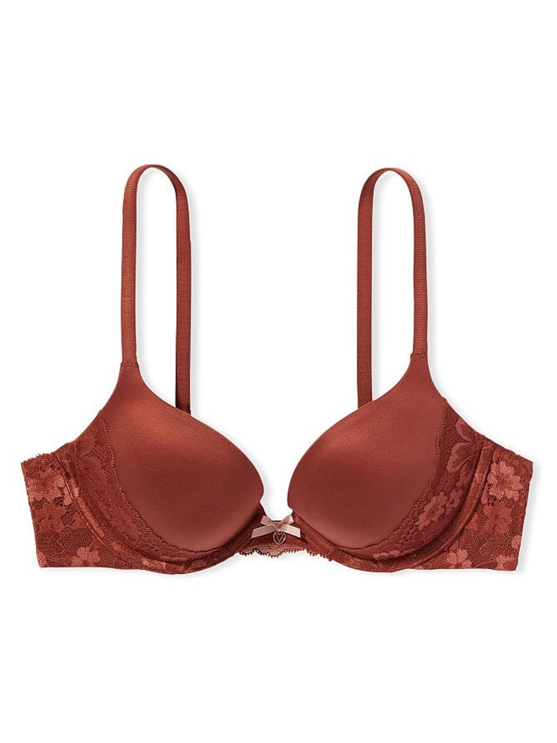 Dark Cognac Brown Lace Detail PushUp Bra - Image 4 of 4