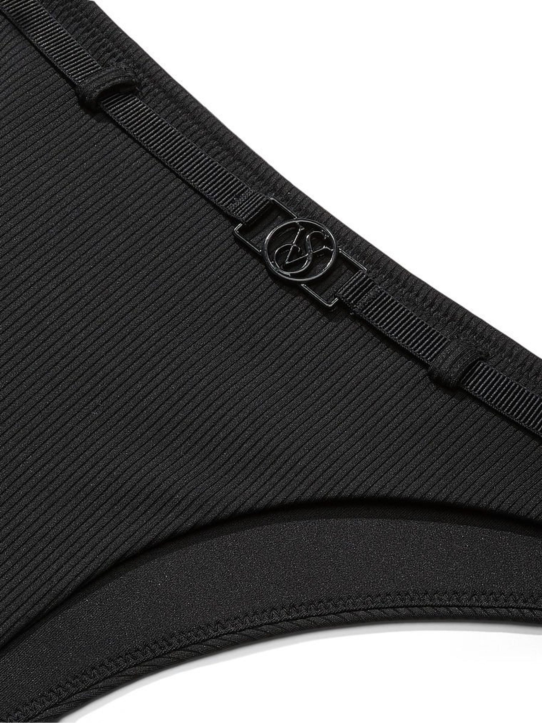 Black Wild Wanderer Belted Ribbed Brazilian Swim Bottom - Image 4 of 4