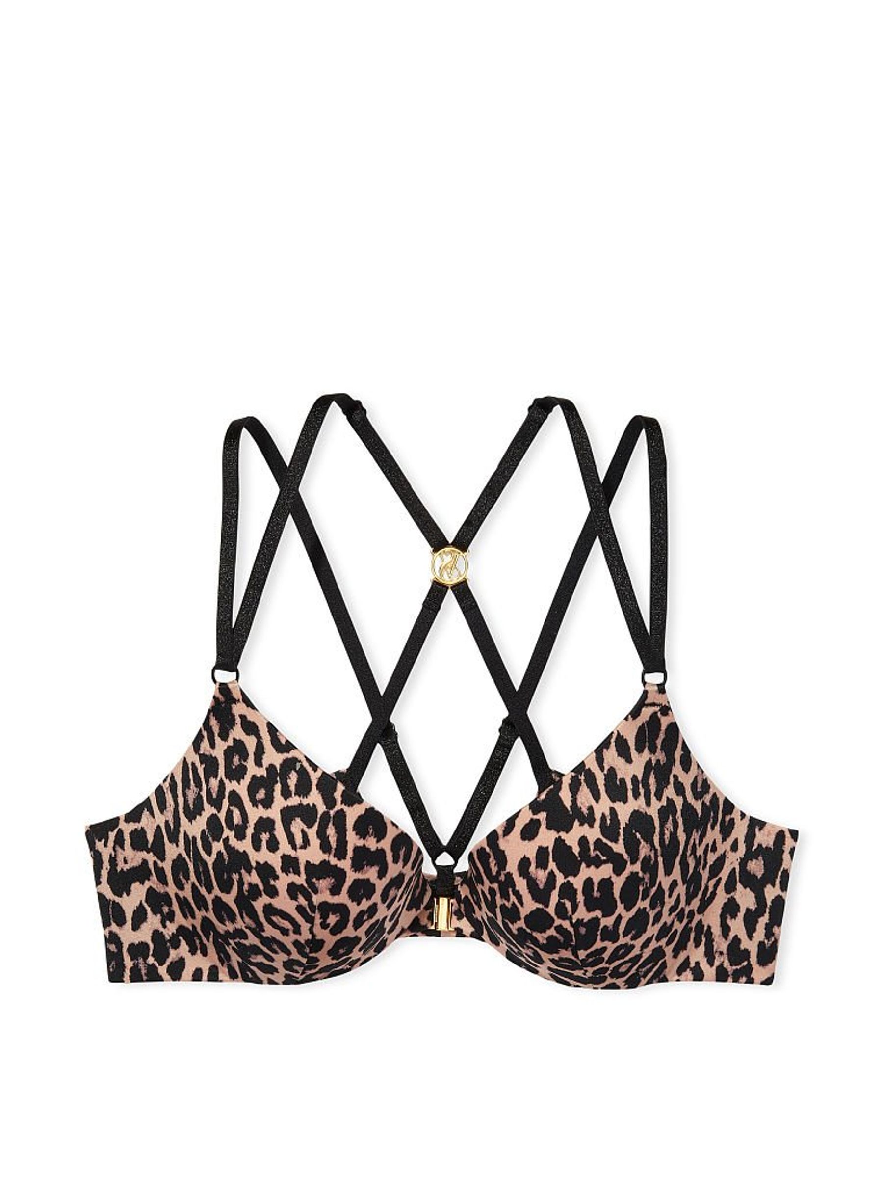 Brown Leopard Print Front Fastening Push Up Bra - Image 3 of 3