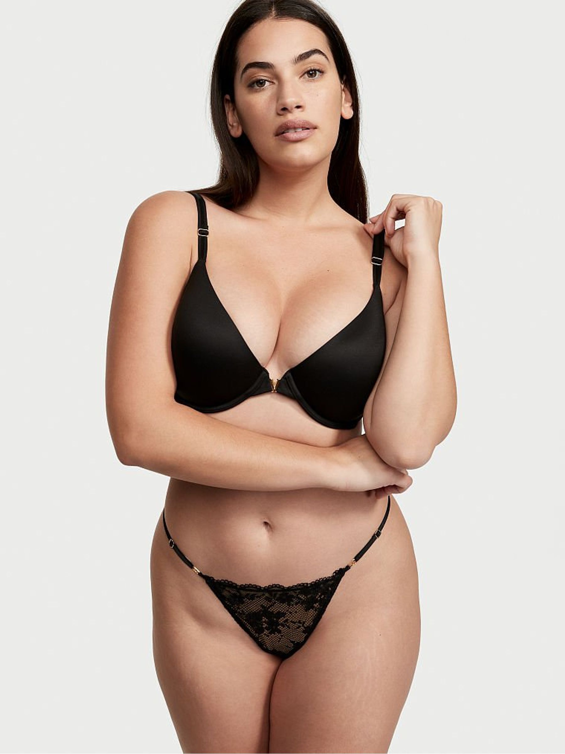 Black Lace Thong Knickers - Image 1 of 4