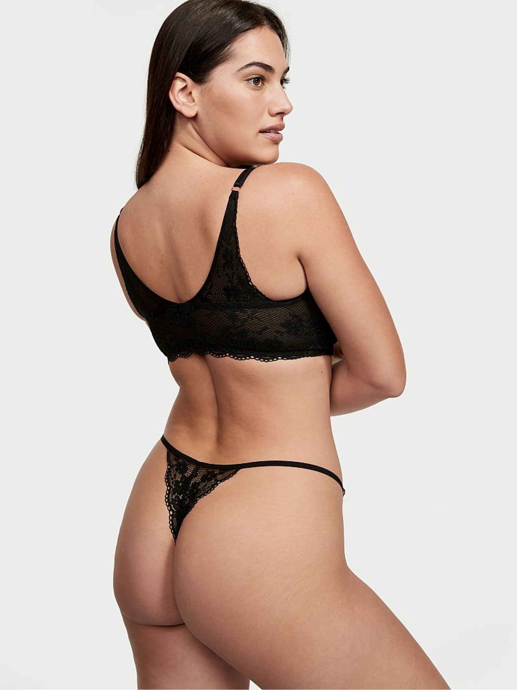 Black Lace Thong Knickers - Image 2 of 4