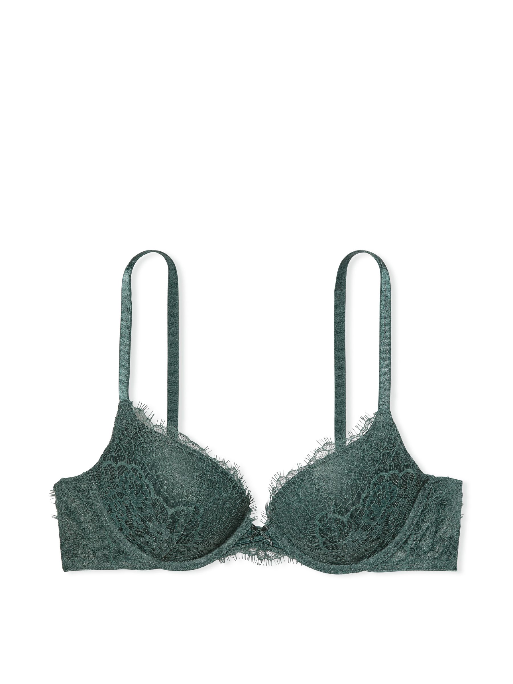 Midnight Jade Green Lace Push Up Bra - Image 3 of 3