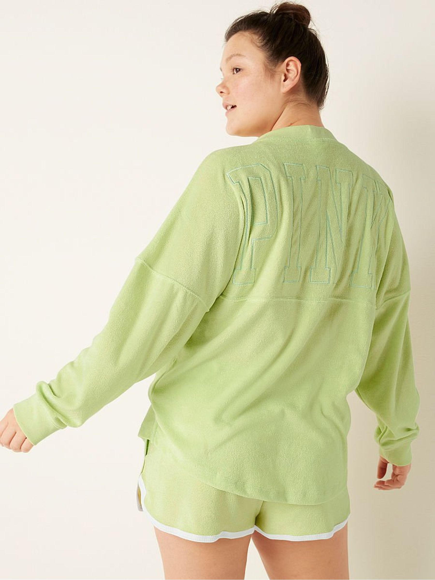Icy Lime Varsity Beach Terry V Neck Top - Image 2 of 5