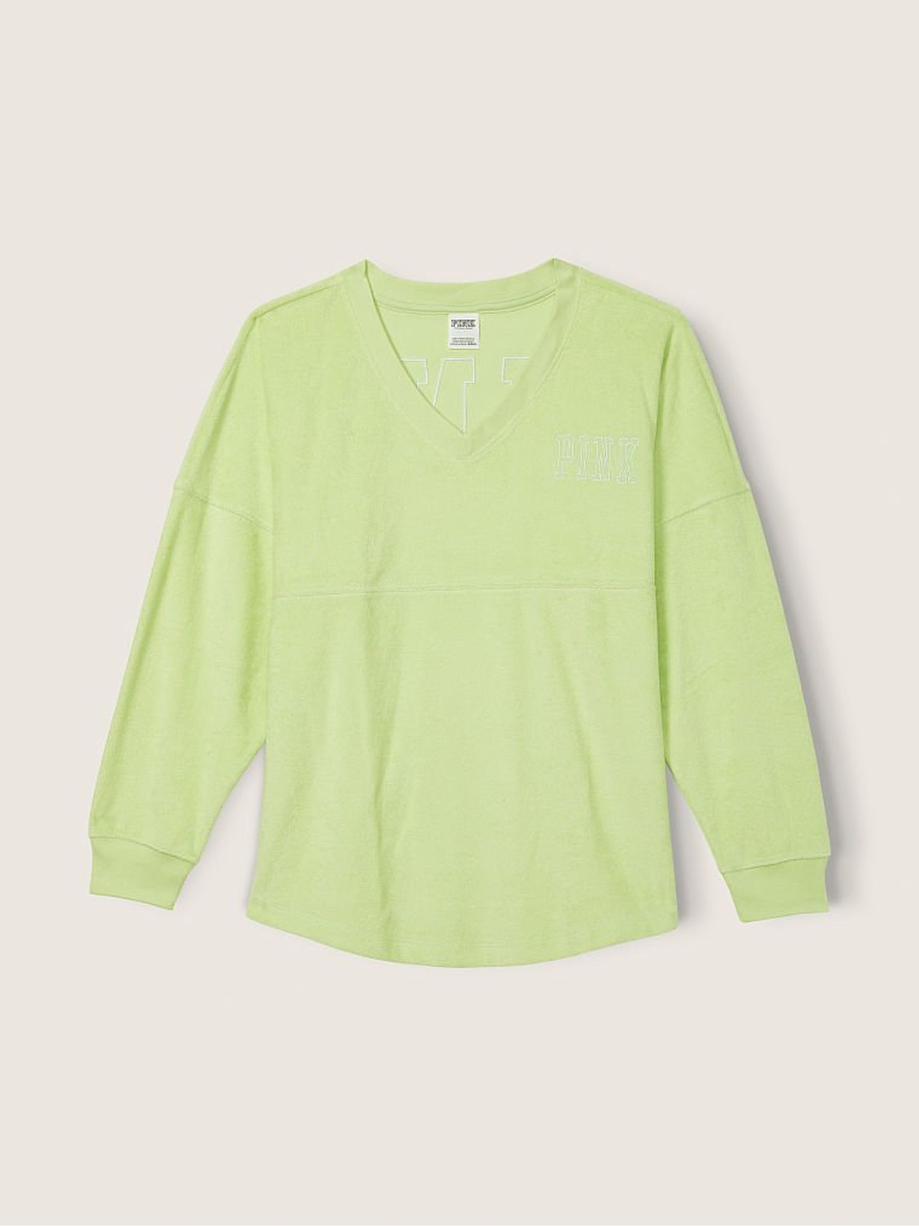 Icy Lime Varsity Beach Terry V Neck Top - Image 3 of 5