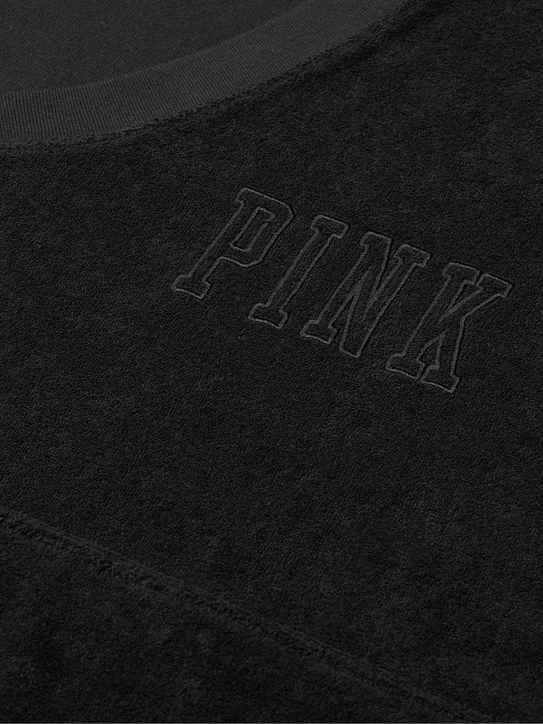 Pure Black Varsity Terry V Neck Sweatshirt - Image 4 of 4