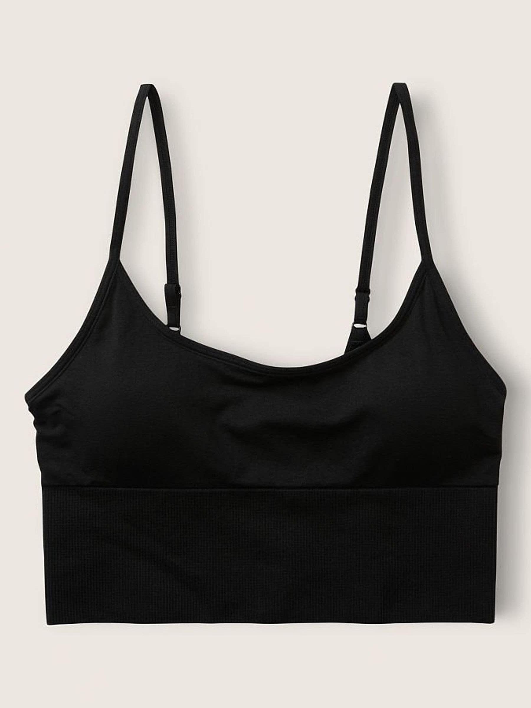 Black Seamless Lightly Lined Low Impact Sport Crop Top - Image 1 of 2
