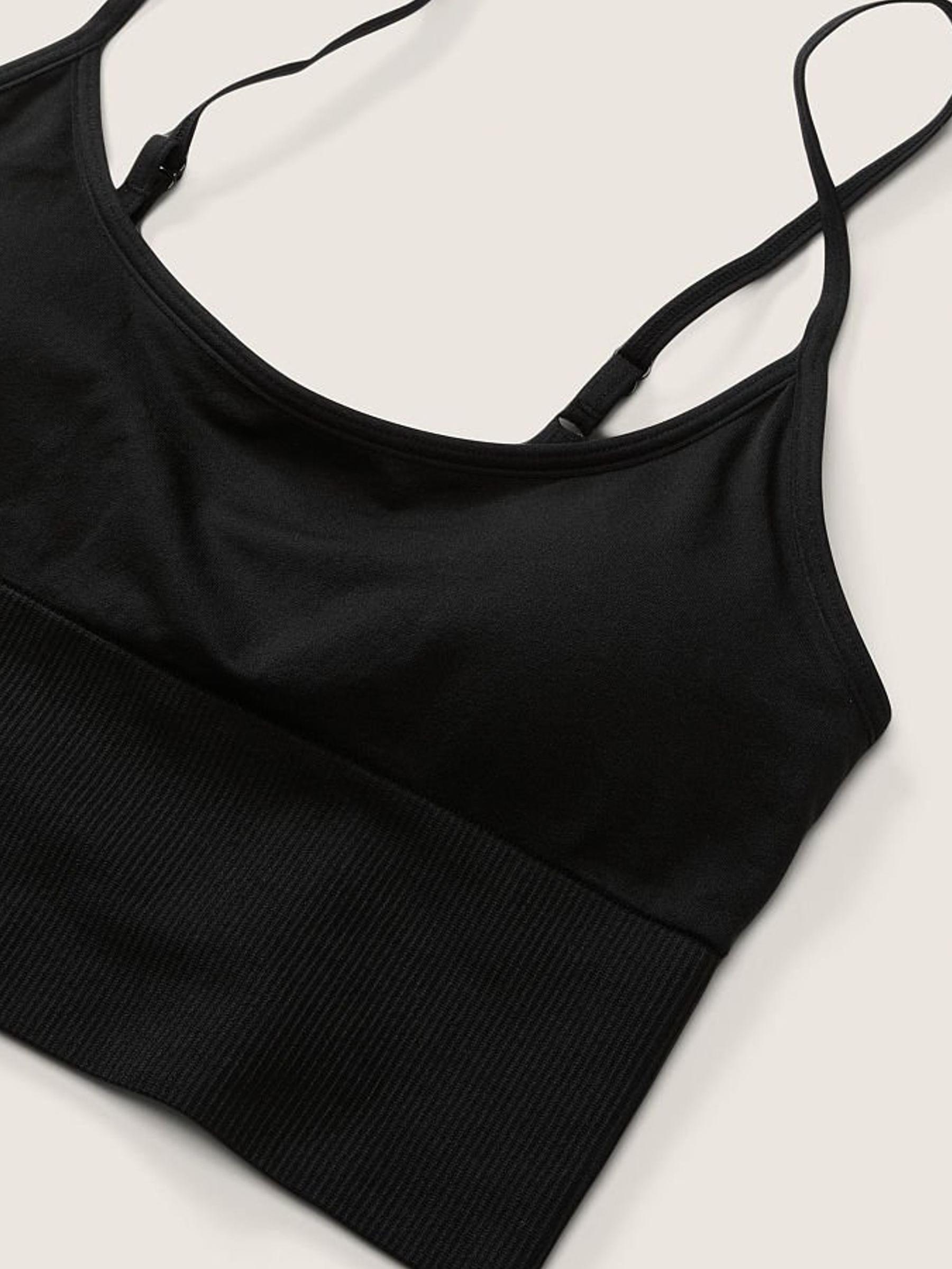 Black Seamless Lightly Lined Low Impact Sport Crop Top - Image 2 of 2