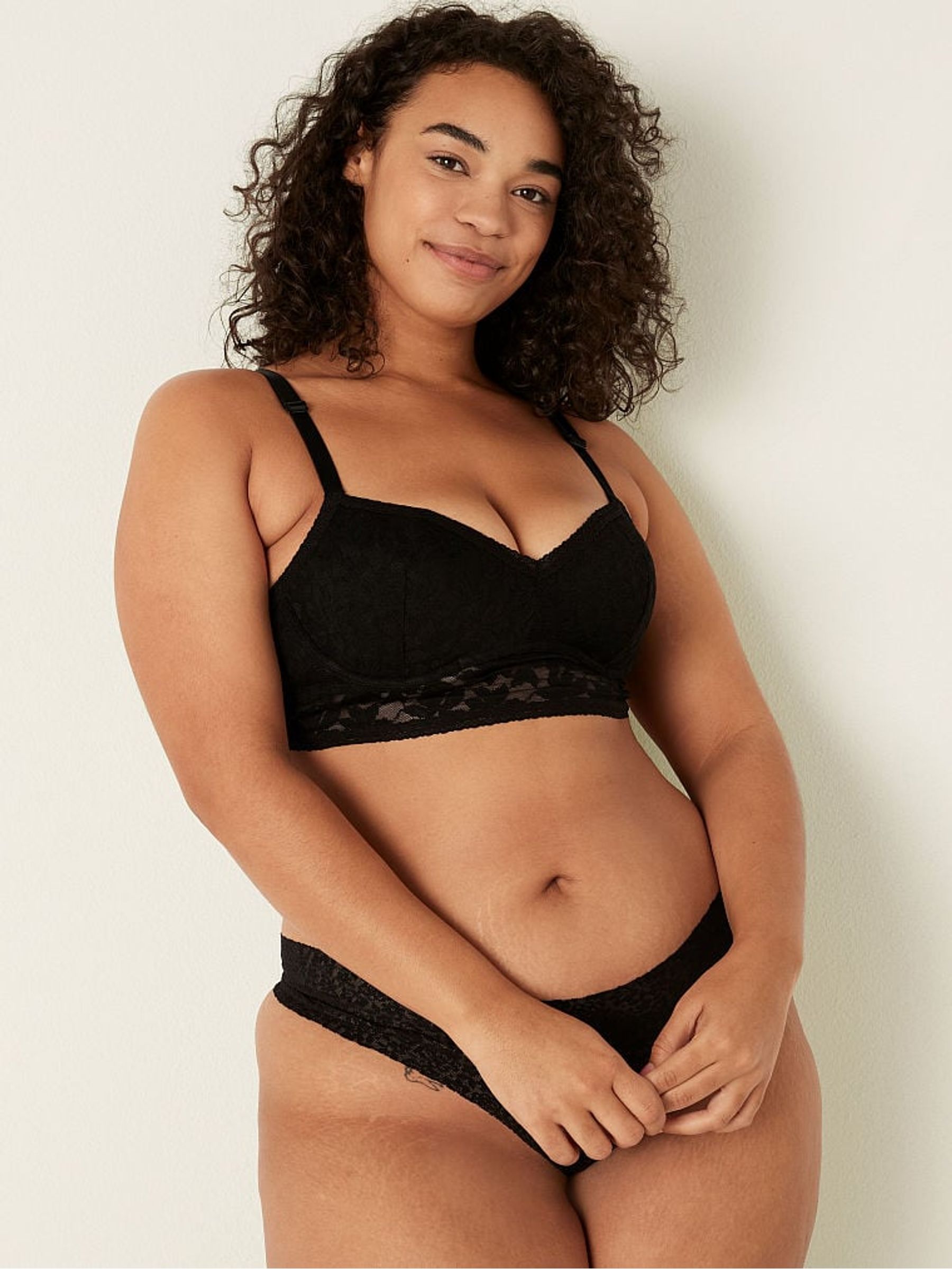 Pure Black Lace Wired Push Up Bralette - Image 1 of 4