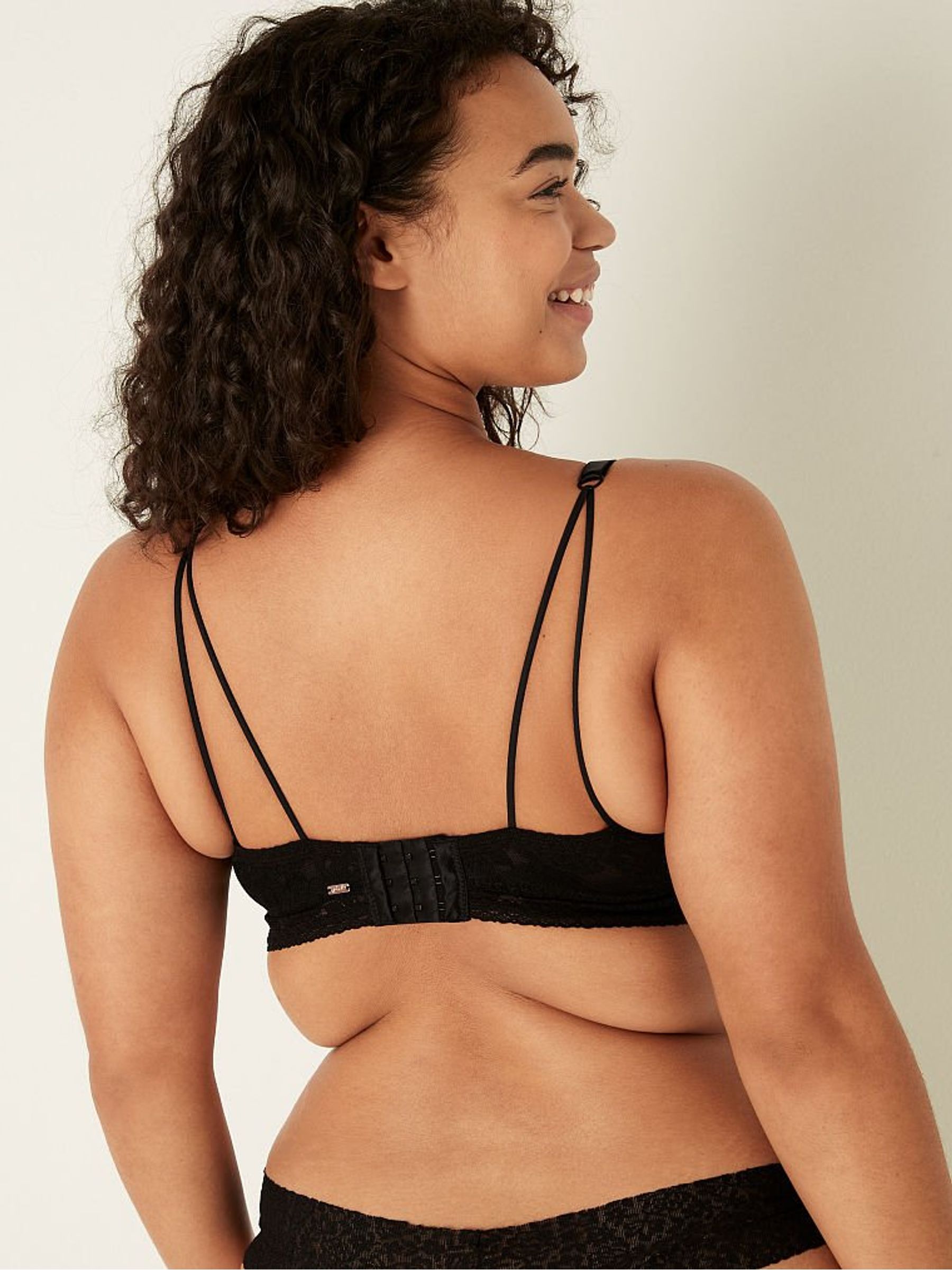 Pure Black Lace Wired Push Up Bralette - Image 2 of 4