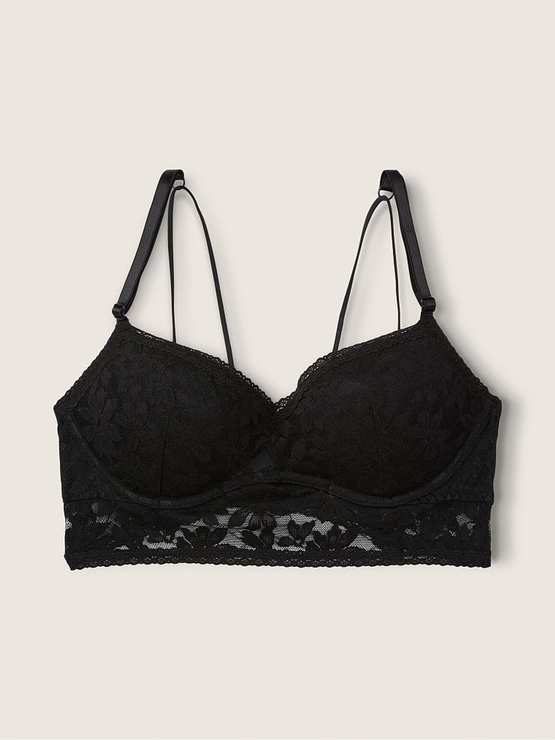 Pure Black Lace Wired Push Up Bralette - Image 3 of 4