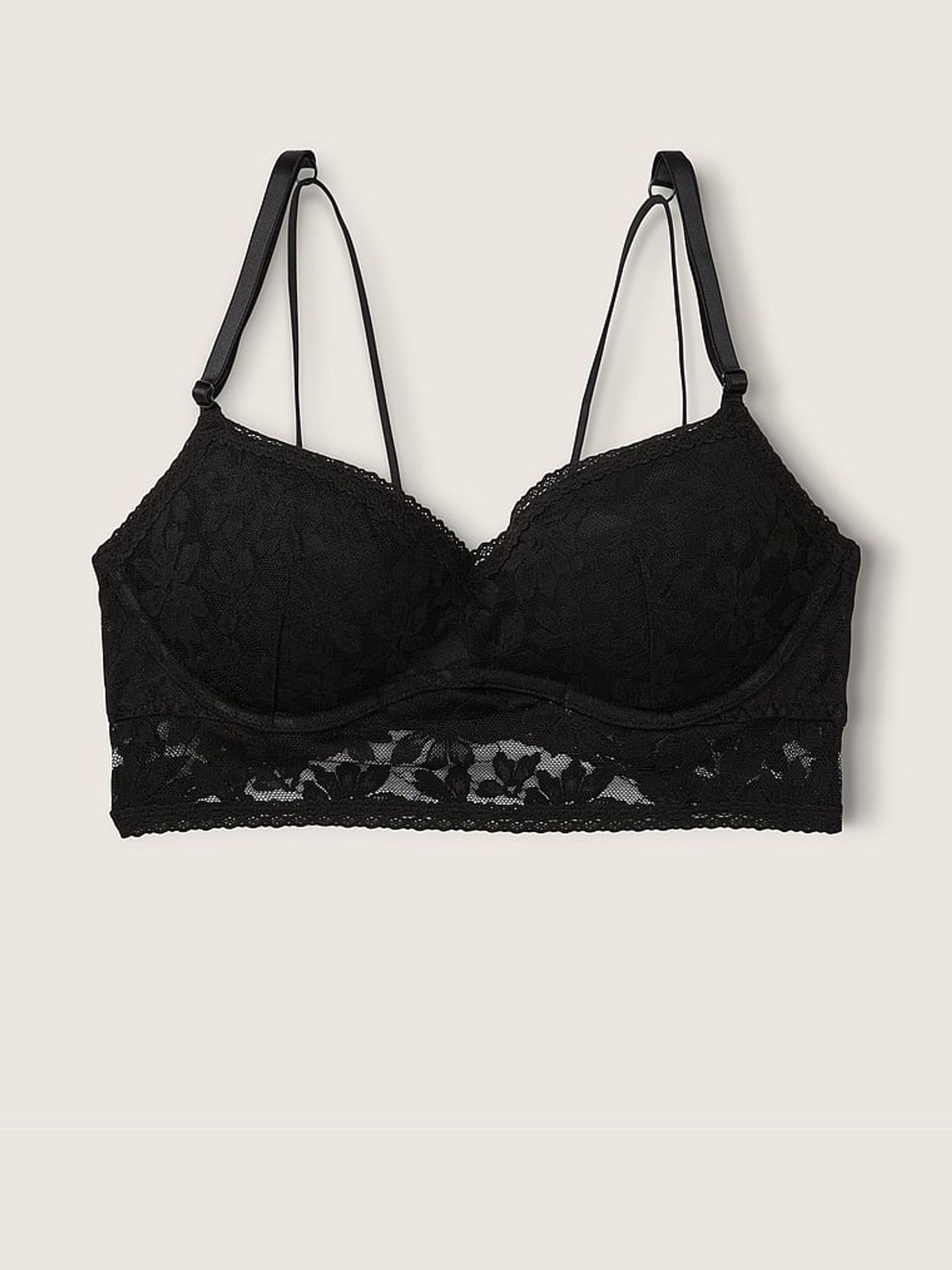 Pure Black Lace Wired Push Up Bralette - Image 3 of 3 Pure Black Lace Wired Push Up Bralette - Image 3 of 3