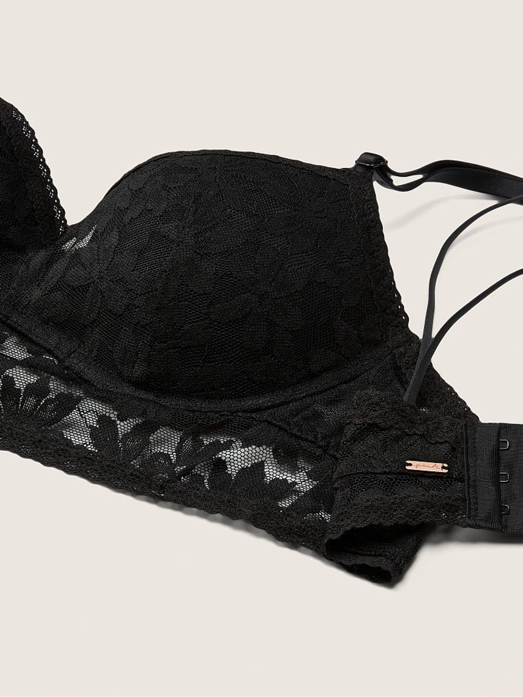 Pure Black Lace Wired Push Up Bralette - Image 4 of 4