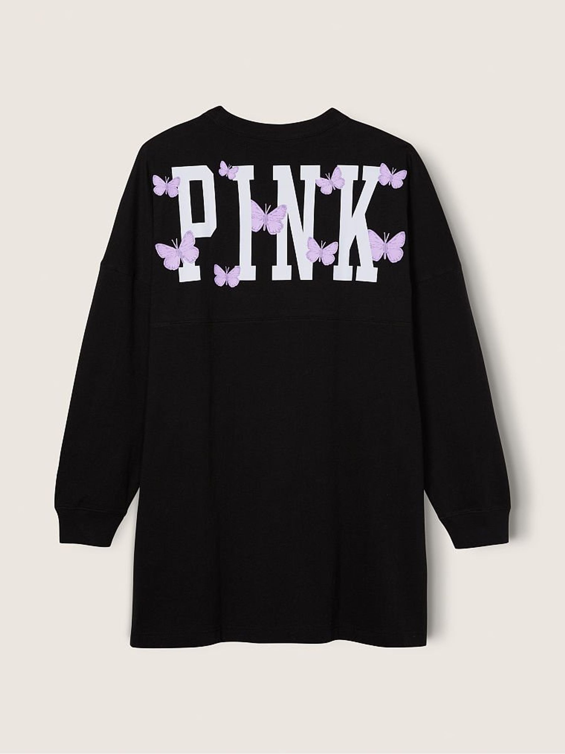 Black Varsity Long Sleeve Crew Dress - Image 4 of 5