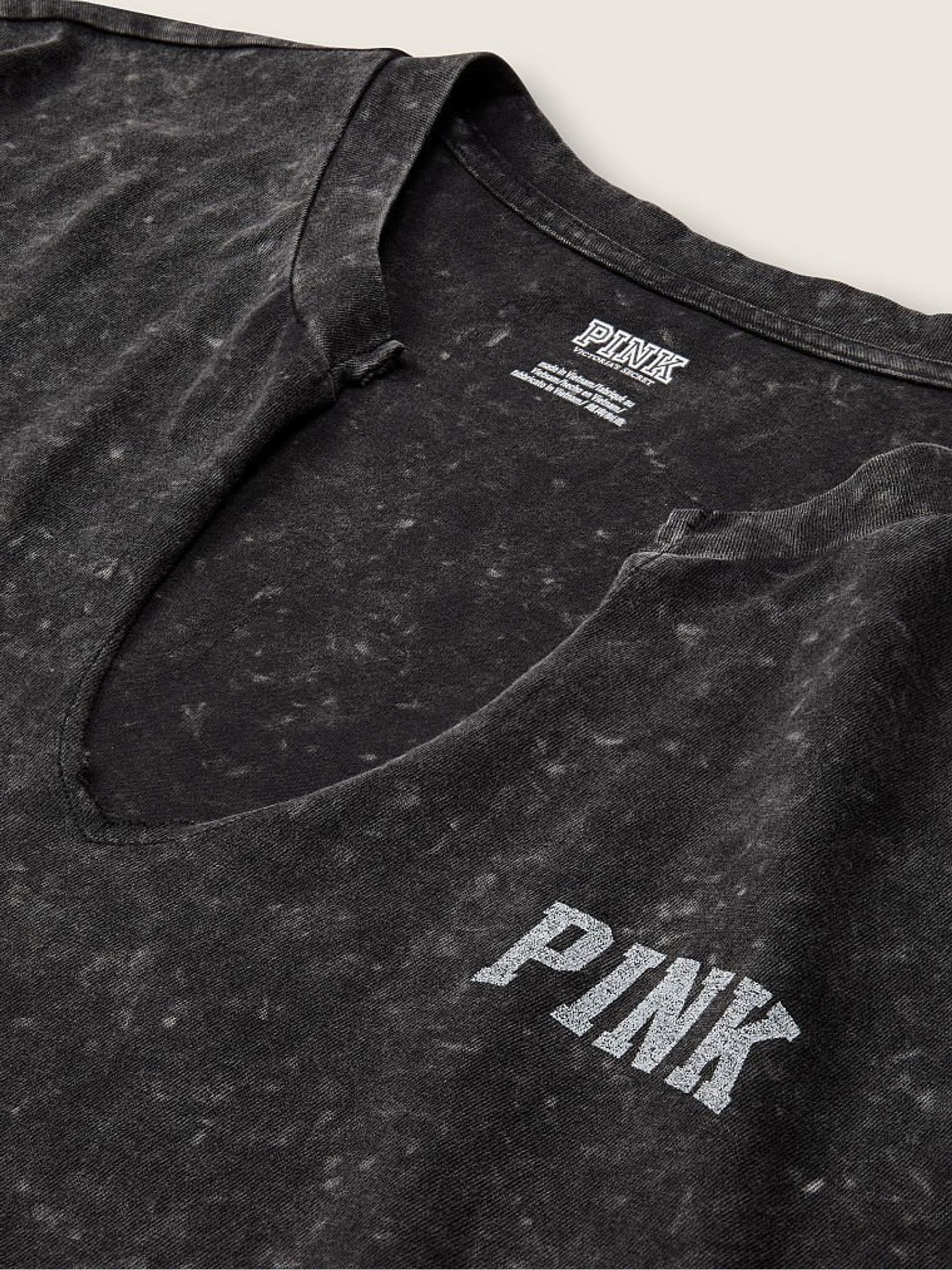 Pure Black Wash W/ Graphic Campus Notch Neck T-Shirt Dress - Image 3 of 3 Pure Black Wash W/ Graphic Campus Notch Neck T-Shirt Dress - Image 3 of 3