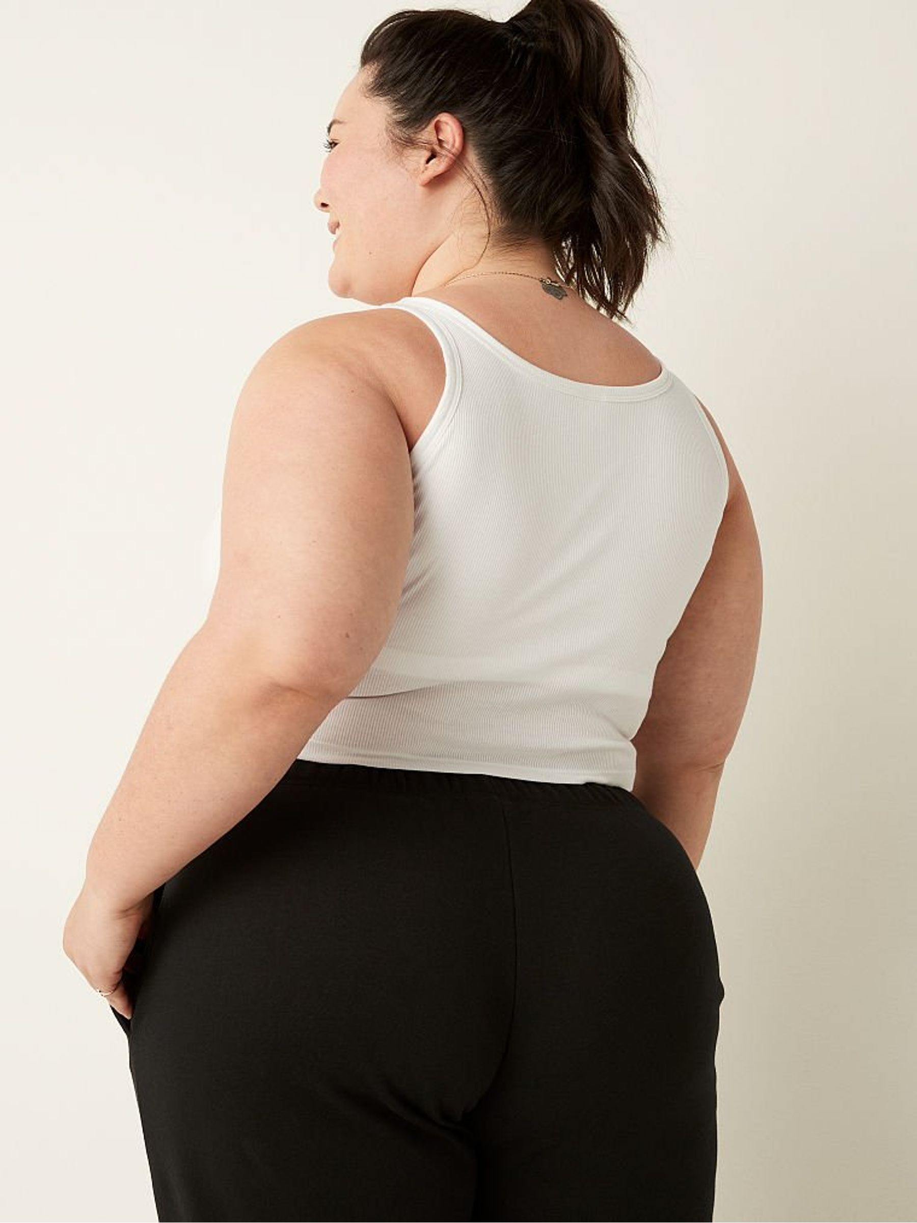 Optic White Crop Ribbed Tank Top - Image 2 of 4 Optic White Crop Ribbed Tank Top - Image 2 of 4