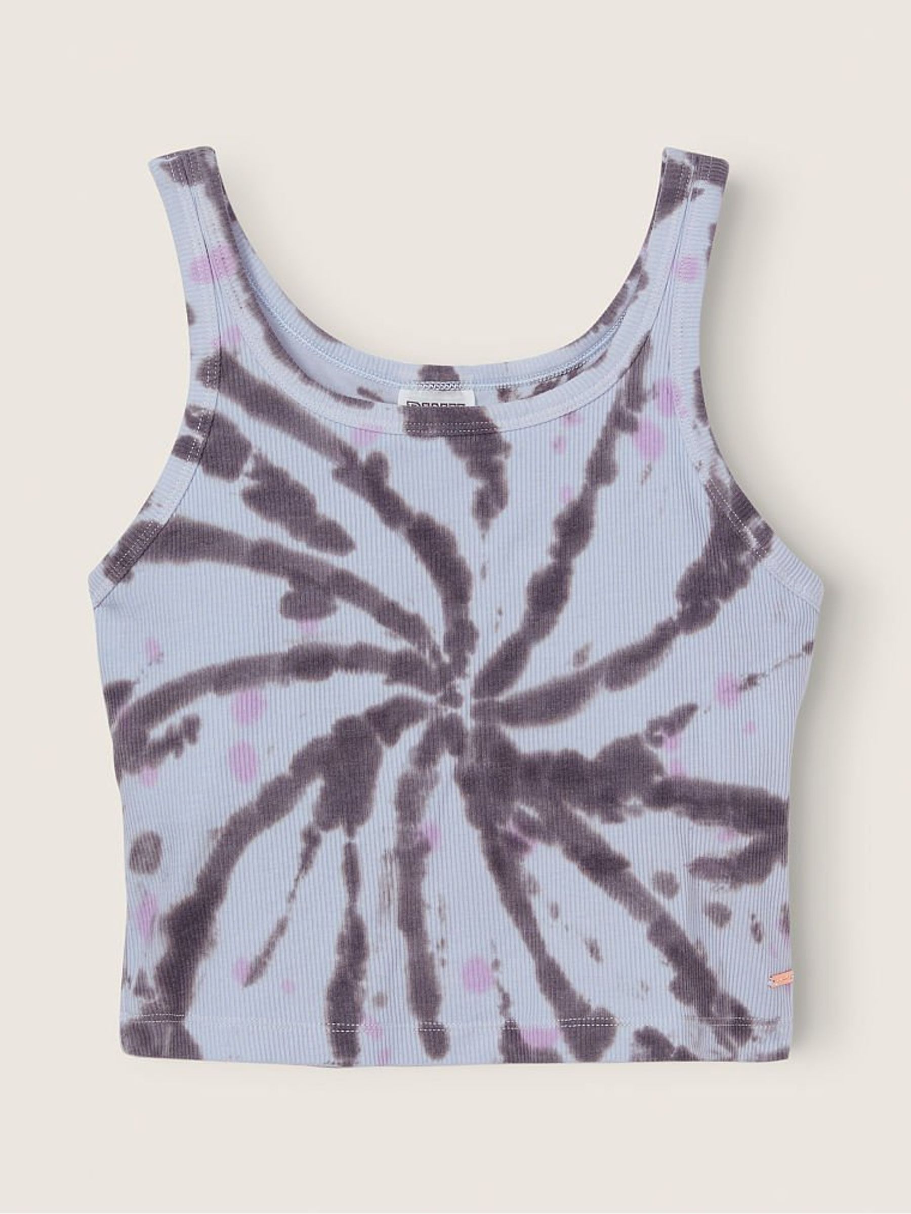 Chalk Violet X Dark Charcoal Tie Dye Shrunken Rib Shelf Tank - Image 1 of 2 Chalk Violet X Dark Charcoal Tie Dye Shrunken Rib Shelf Tank - Image 1 of 2