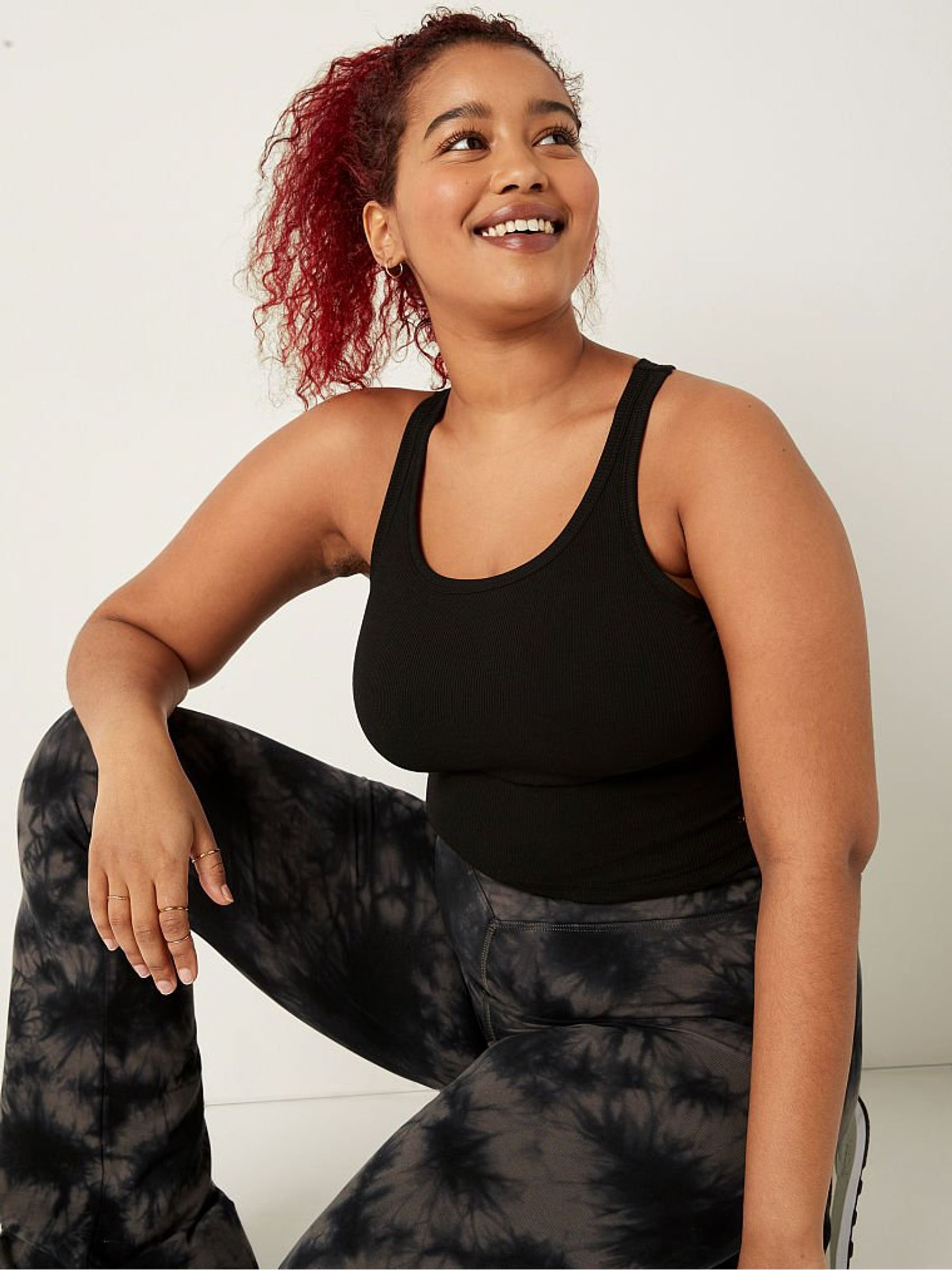 Pure Black Crop Ribbed Tank Top - Image 1 of 1