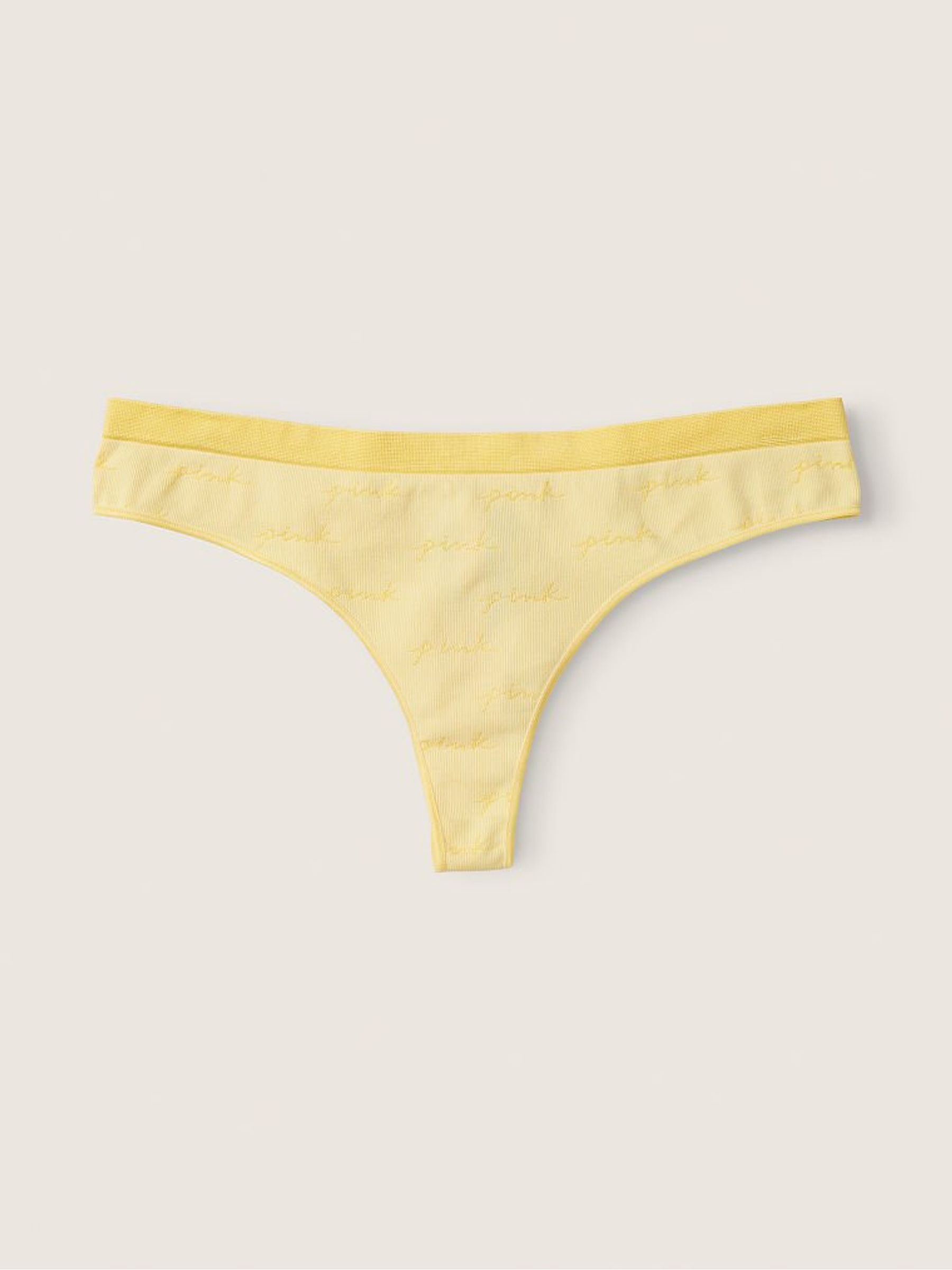 Pale Yellow Seamless Thong Knickers - Image 1 of 2