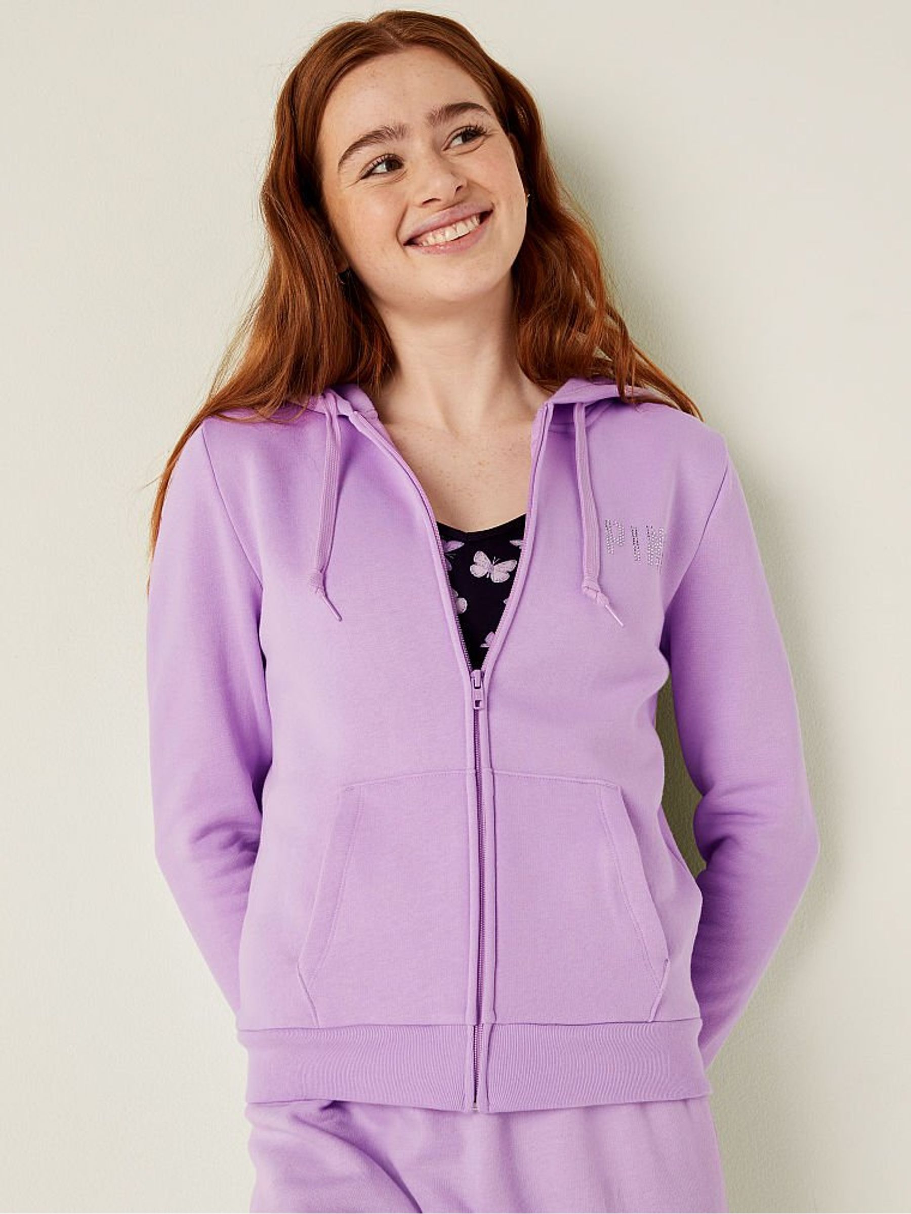 Purple Petal With Shine Logo Everyday Lounge Perfect FullZip - Image 2 of 6