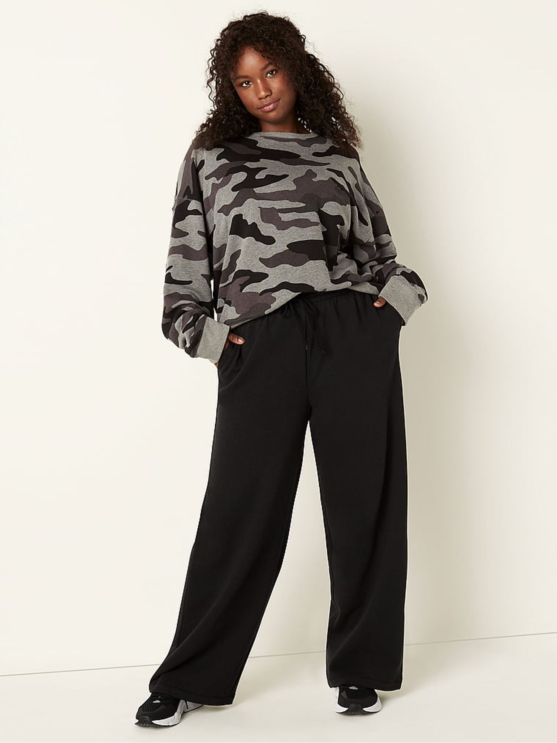 Black Wide Leg Wide Leg Jogger - Image 1 of 4