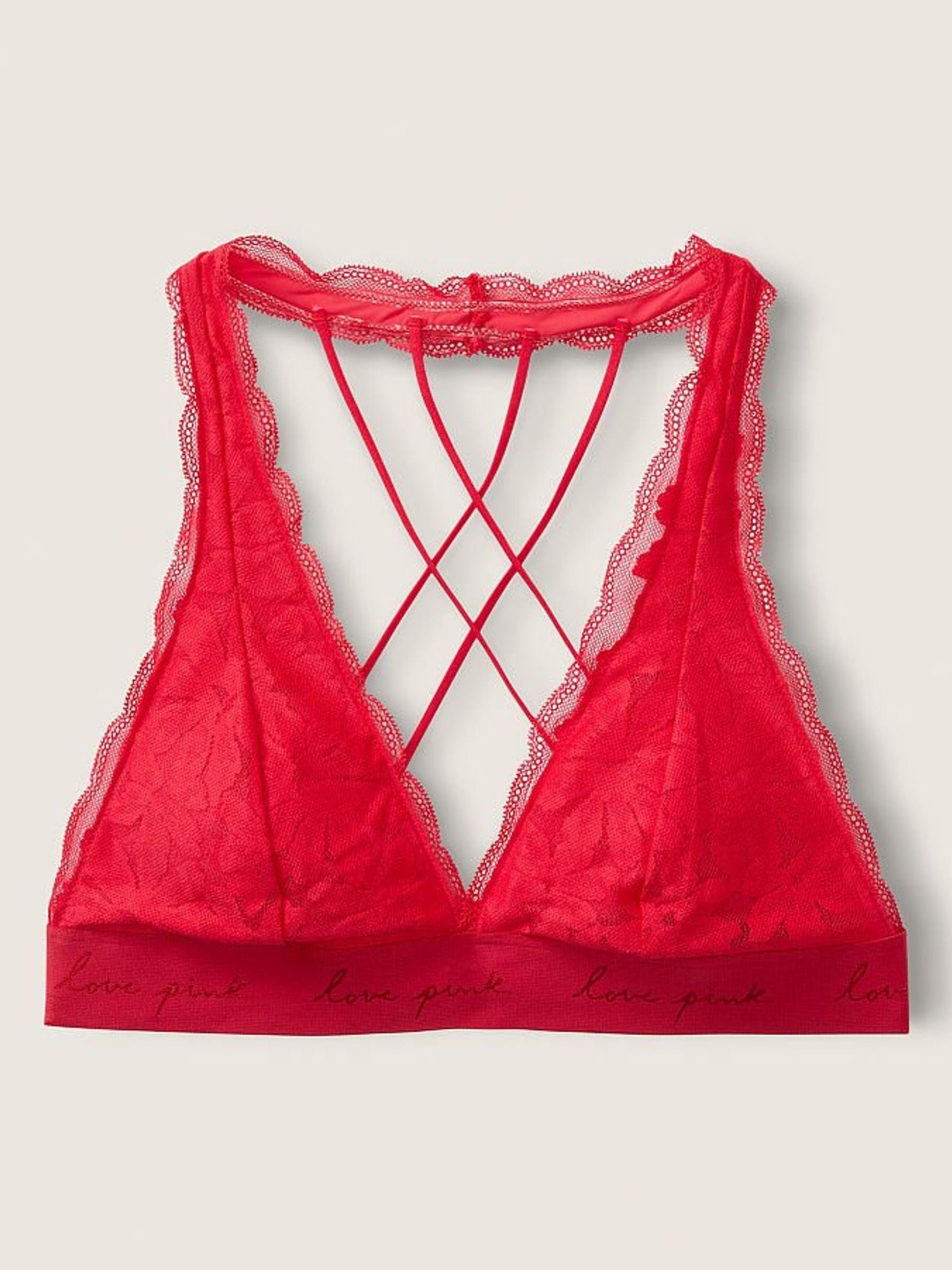 Red Pepper Lace Strappy Back Halterneck Bralette - Image 1 of 2