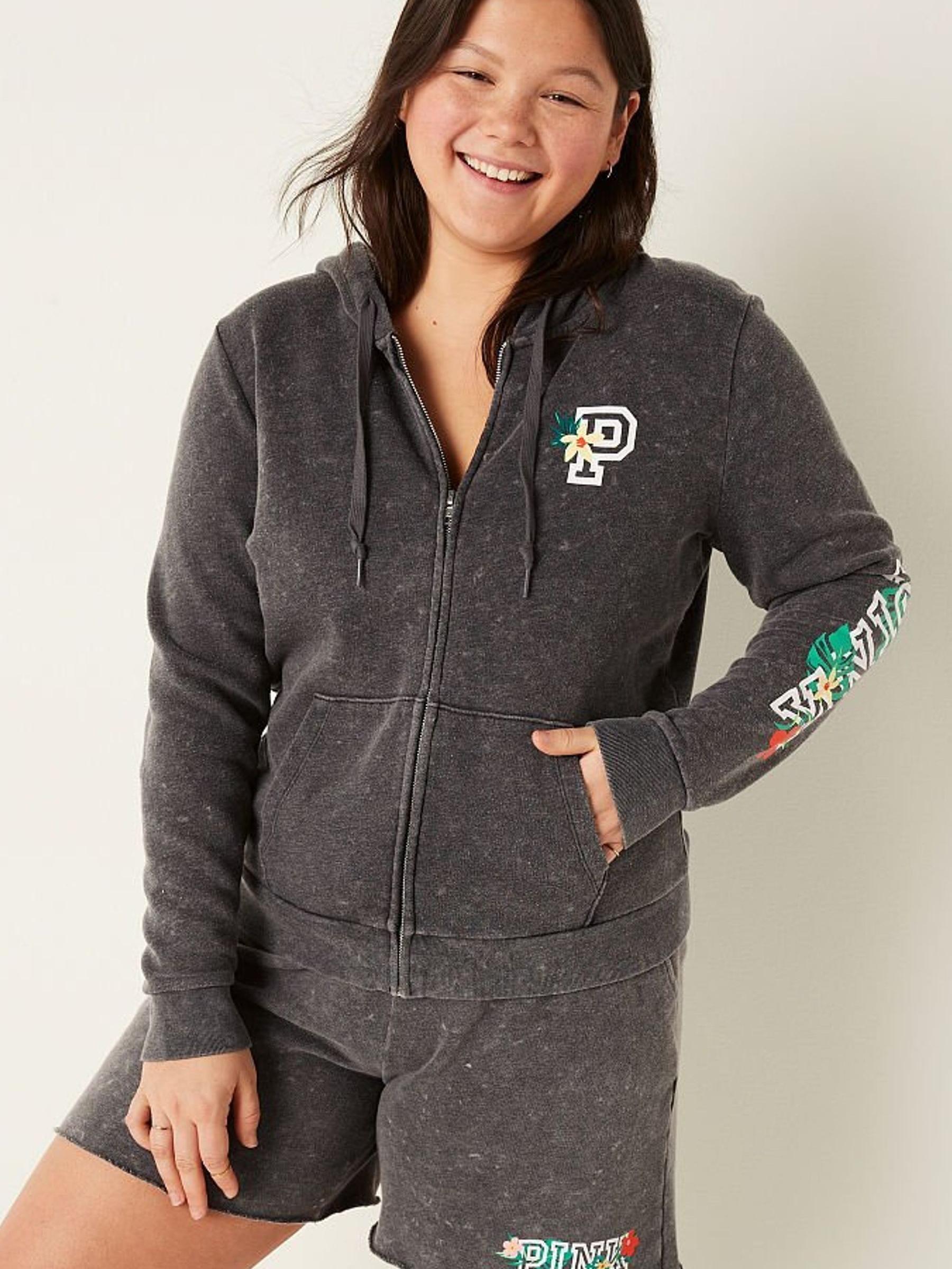Pure Black Wash Tropical Logo Everyday Lounge Perfect FullZip Jacket - Image 1 of 4