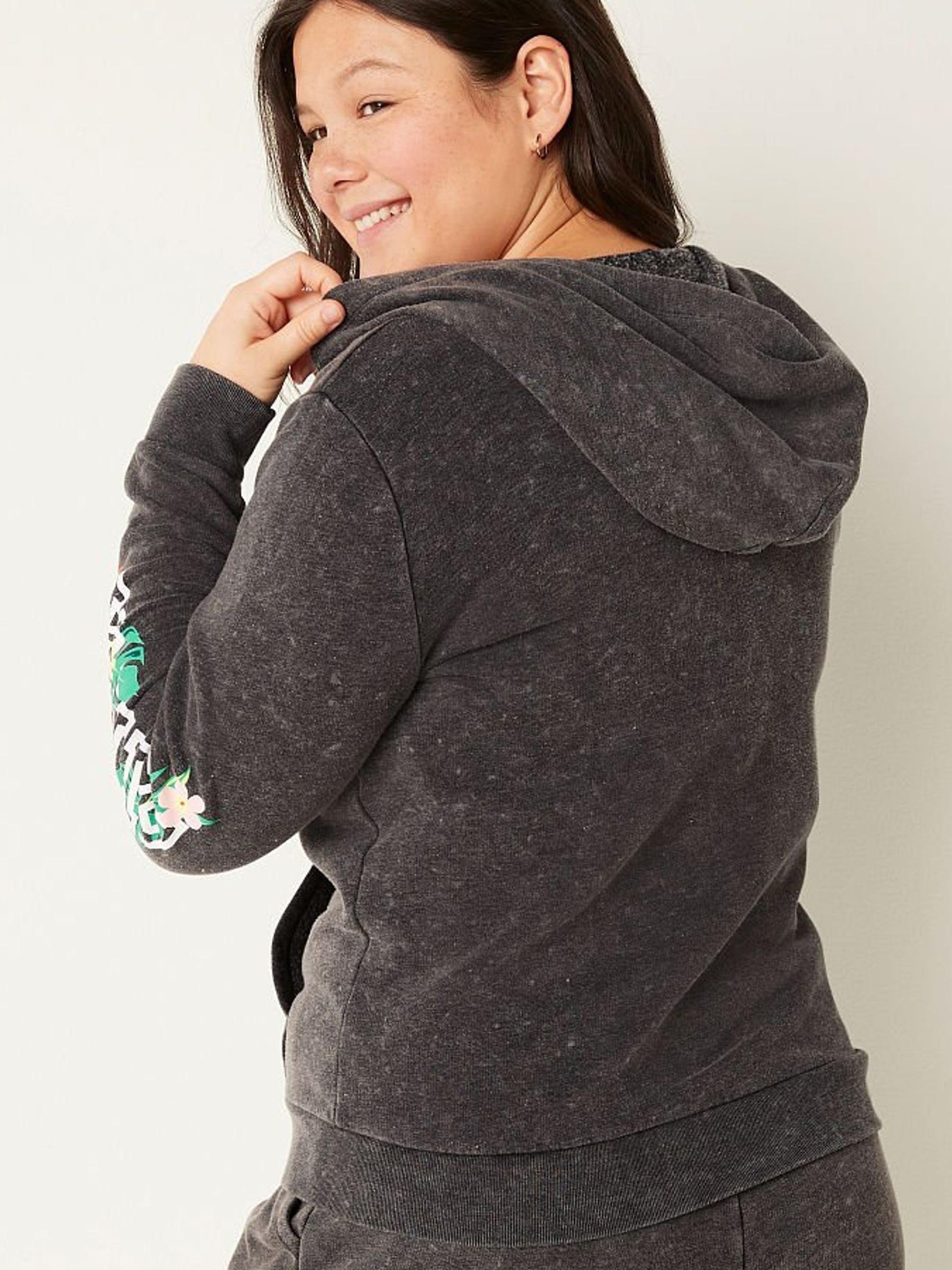 Pure Black Wash Tropical Logo Everyday Lounge Perfect FullZip Jacket - Image 2 of 4