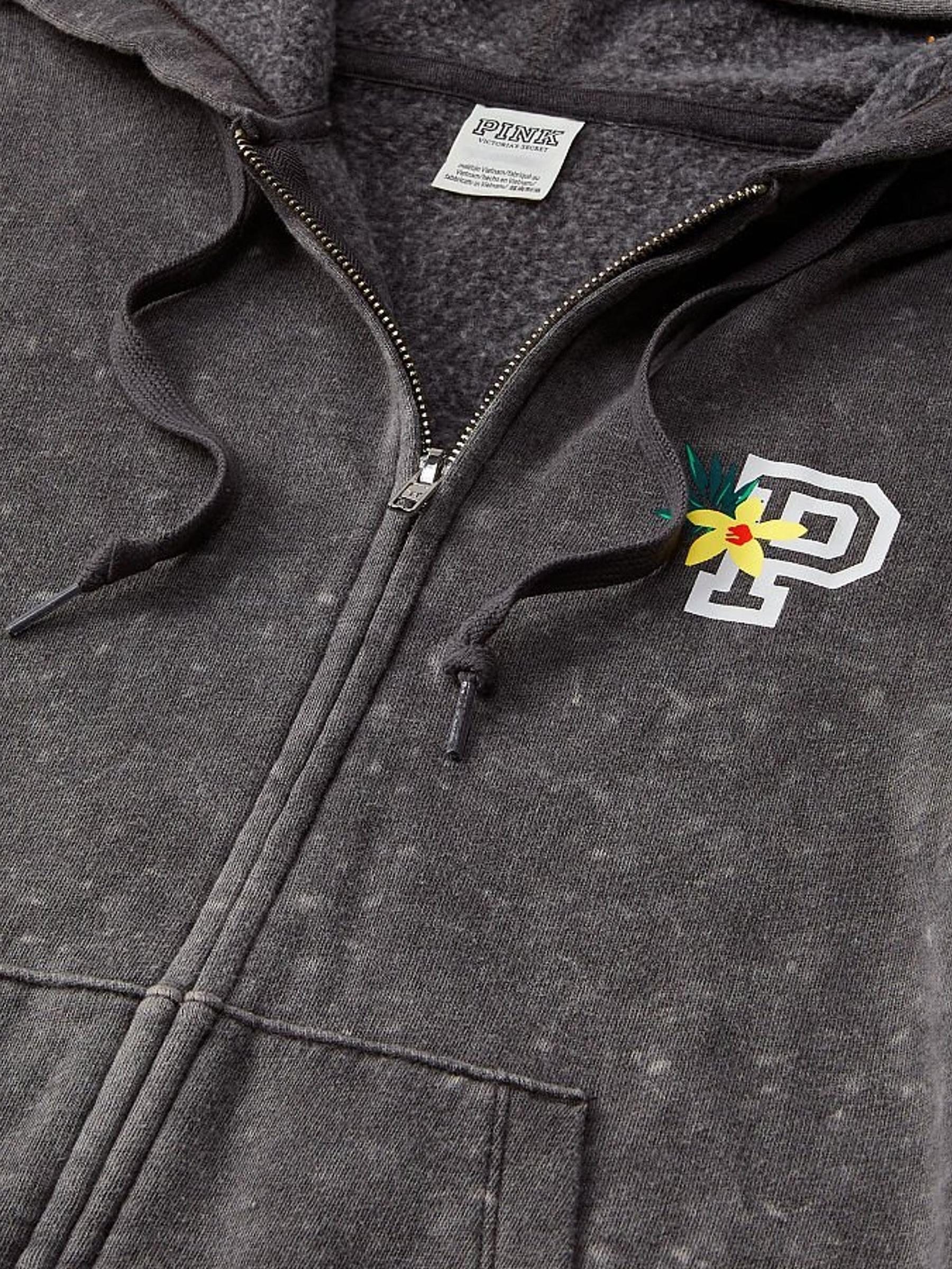 Pure Black Wash Tropical Logo Everyday Lounge Perfect FullZip Jacket - Image 4 of 4