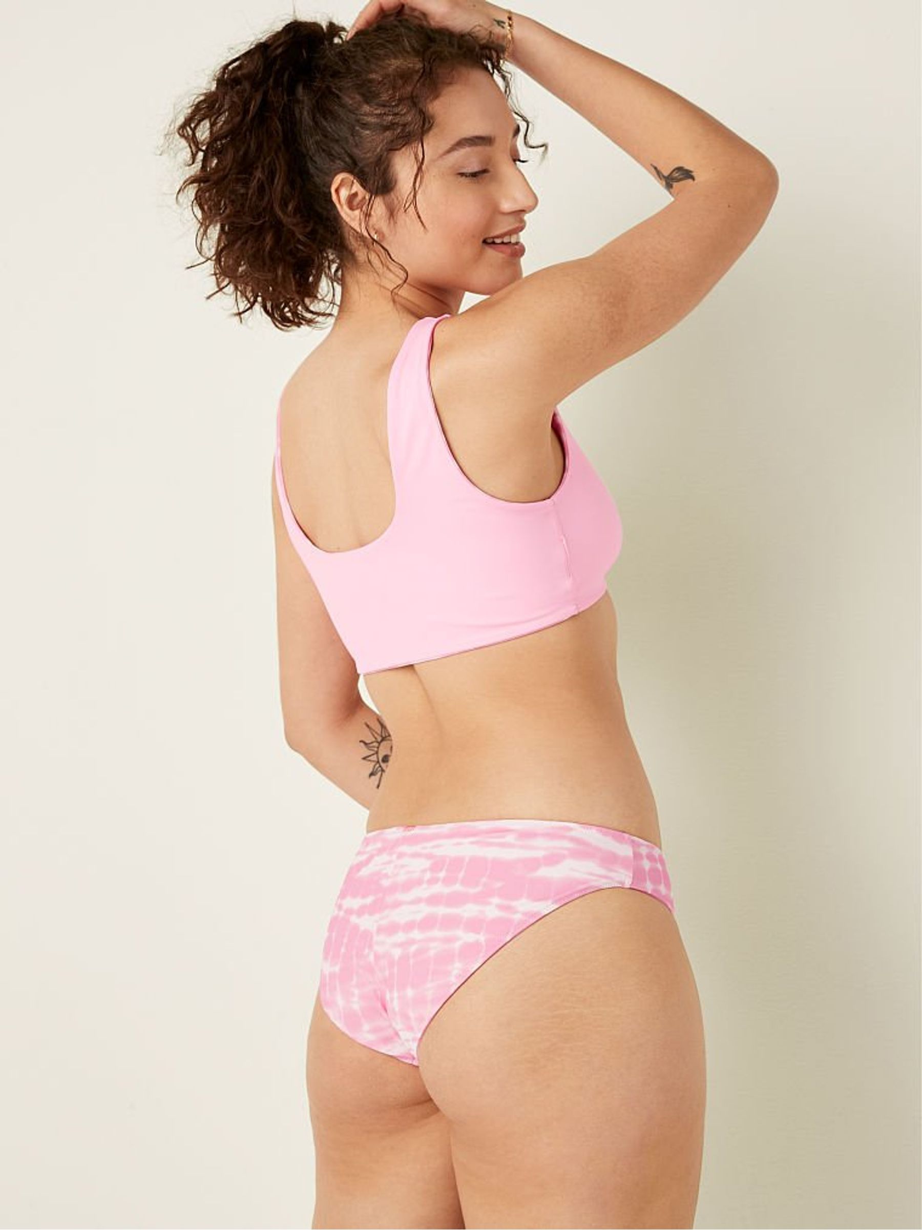 Pink Daisy Tie Dye Reversible Mini Bikini Swim Bikini Bottom - Image 2 of 4