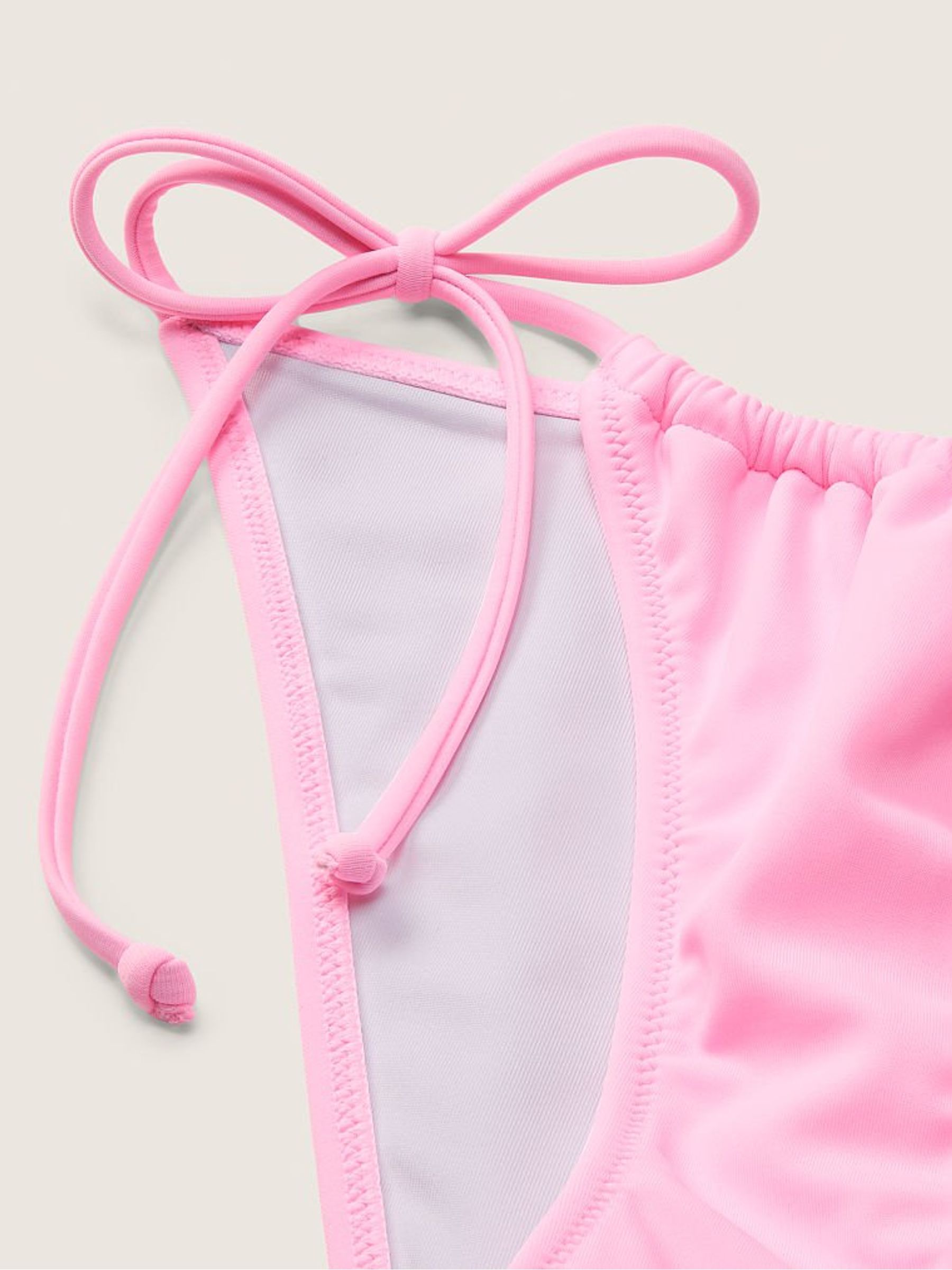 Pink Daisy Ruched String Bikini Swim Bottom - Image 5 of 5