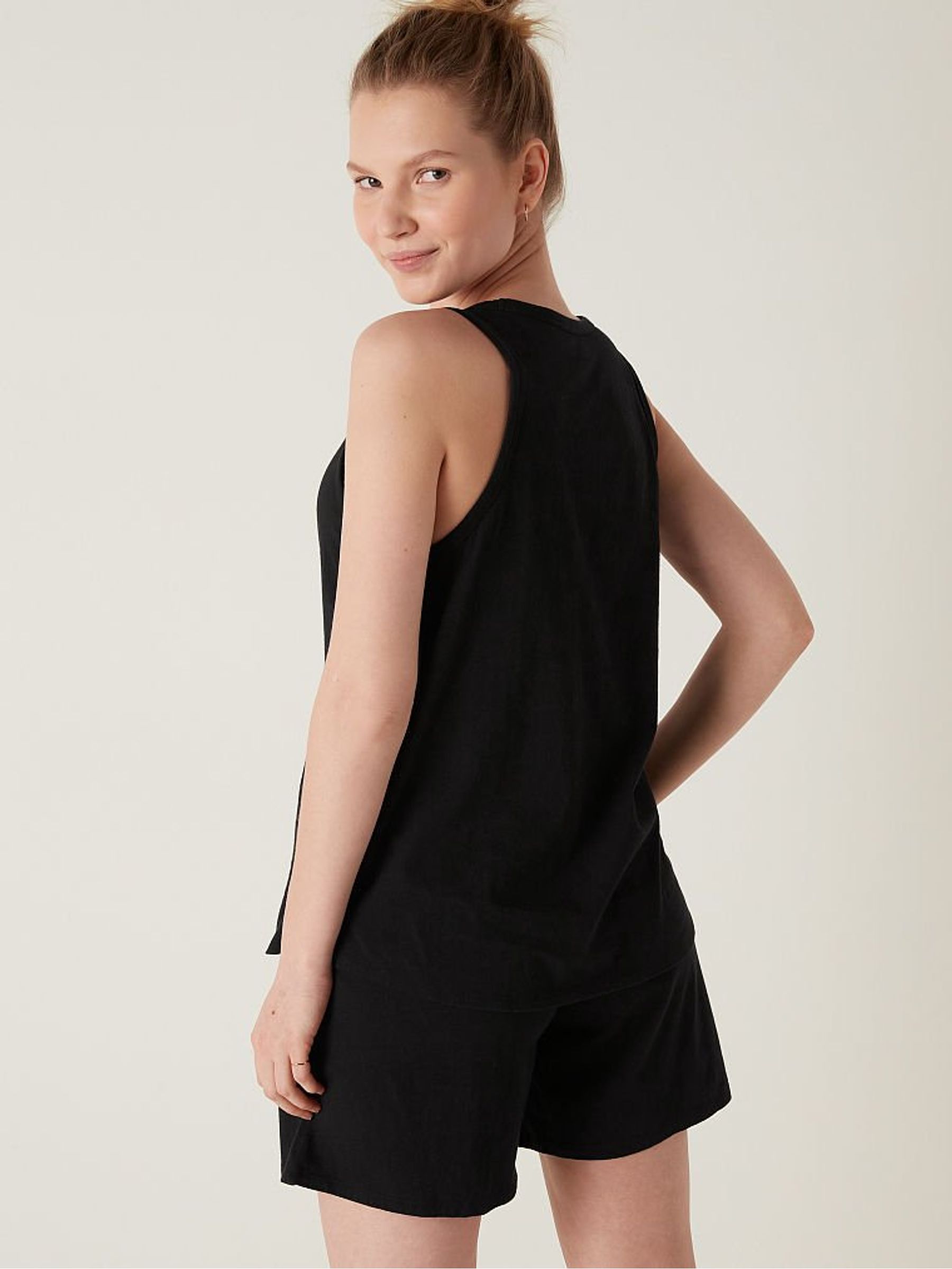 Black Cotton Sleeveless Short Pyjamas - Image 2 of 4 Black Cotton Sleeveless Short Pyjamas - Image 2 of 4