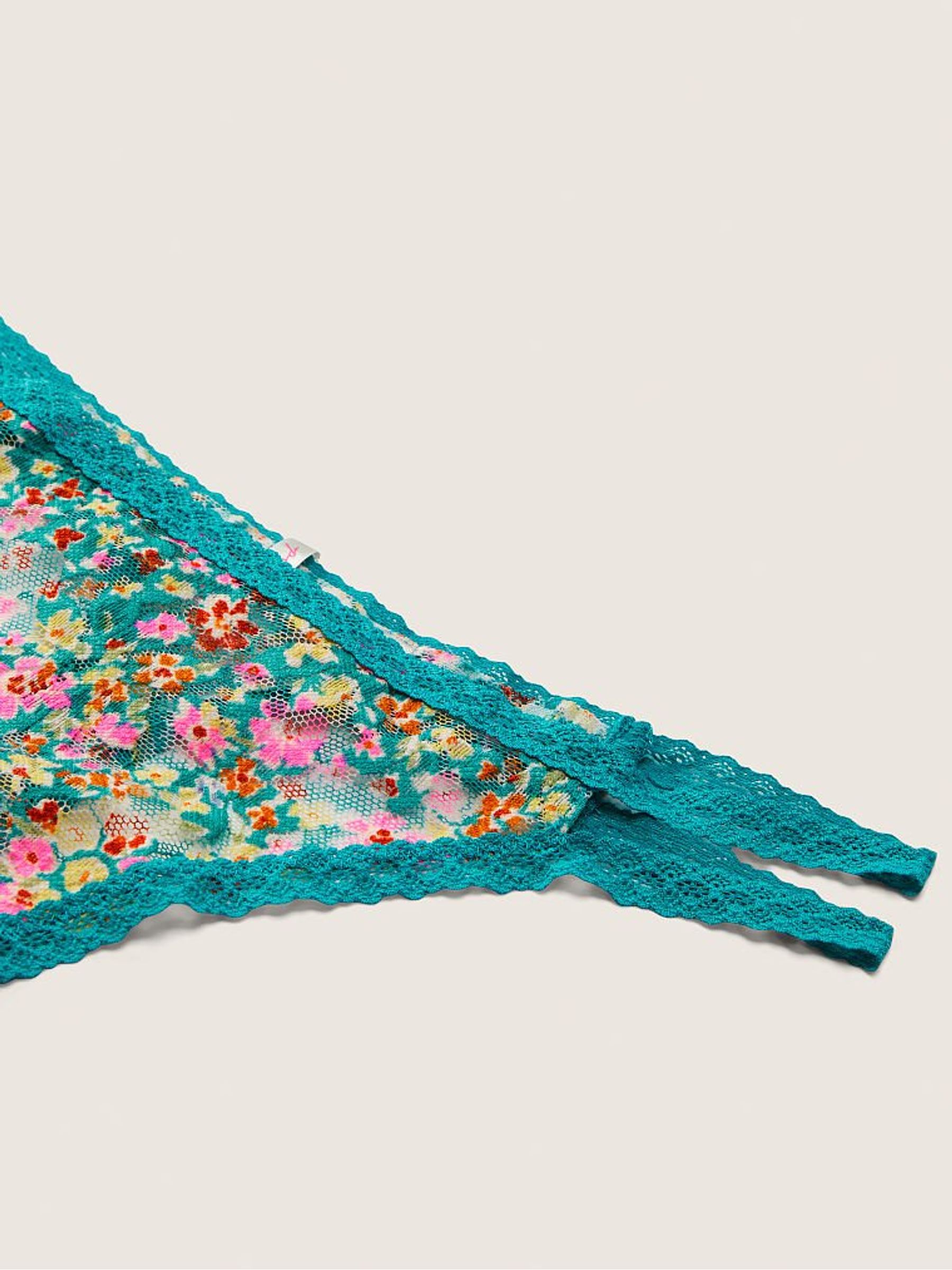 Green Strappy Lace Thong Knickers - Image 2 of 2