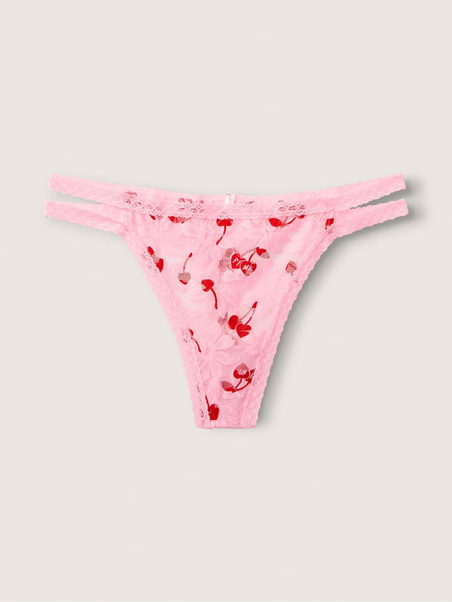 Pink Lace Strappy Thong - Image 1 of 2
